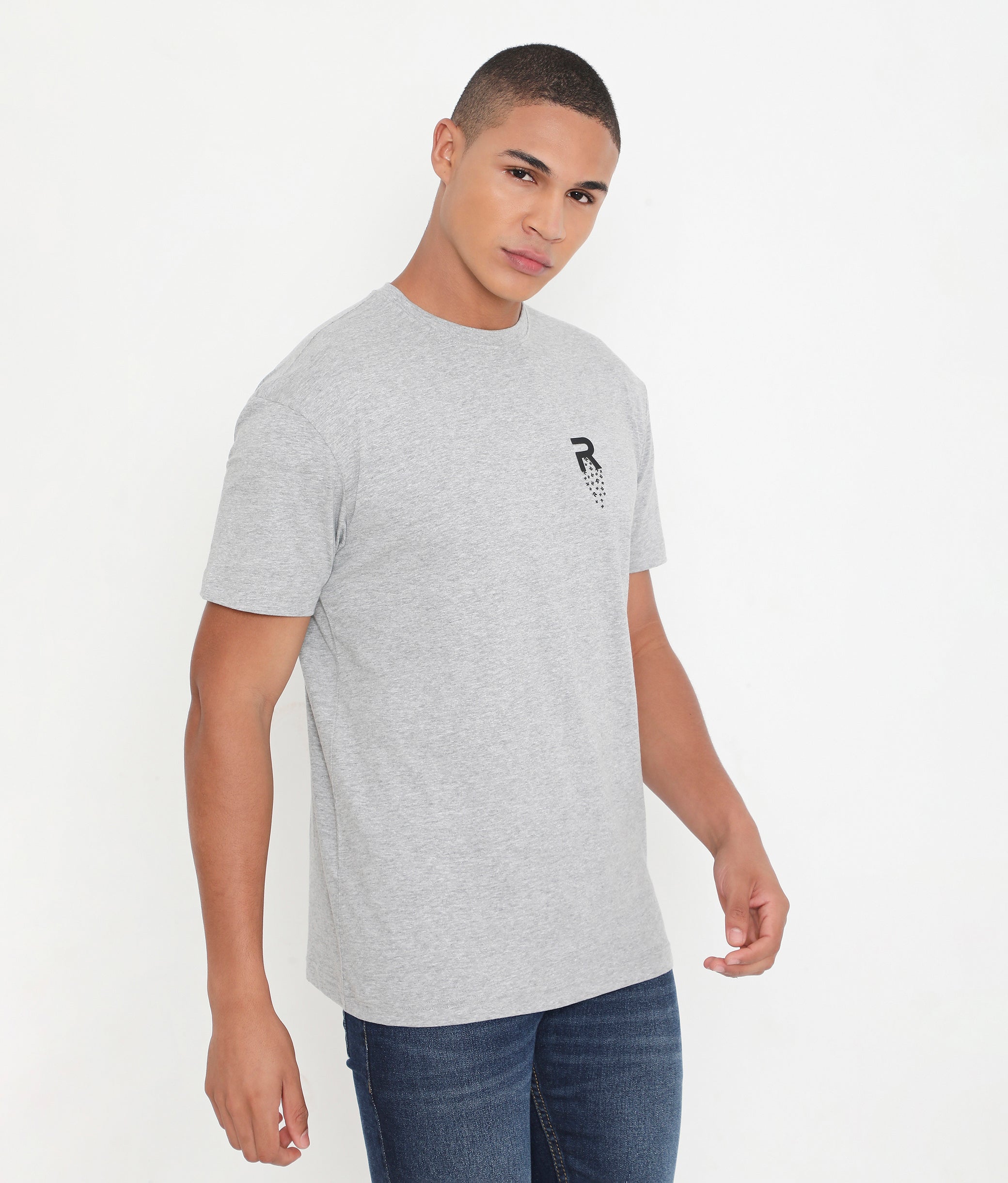 Men Grey Melange Leisurewear Cotton Tee - 002