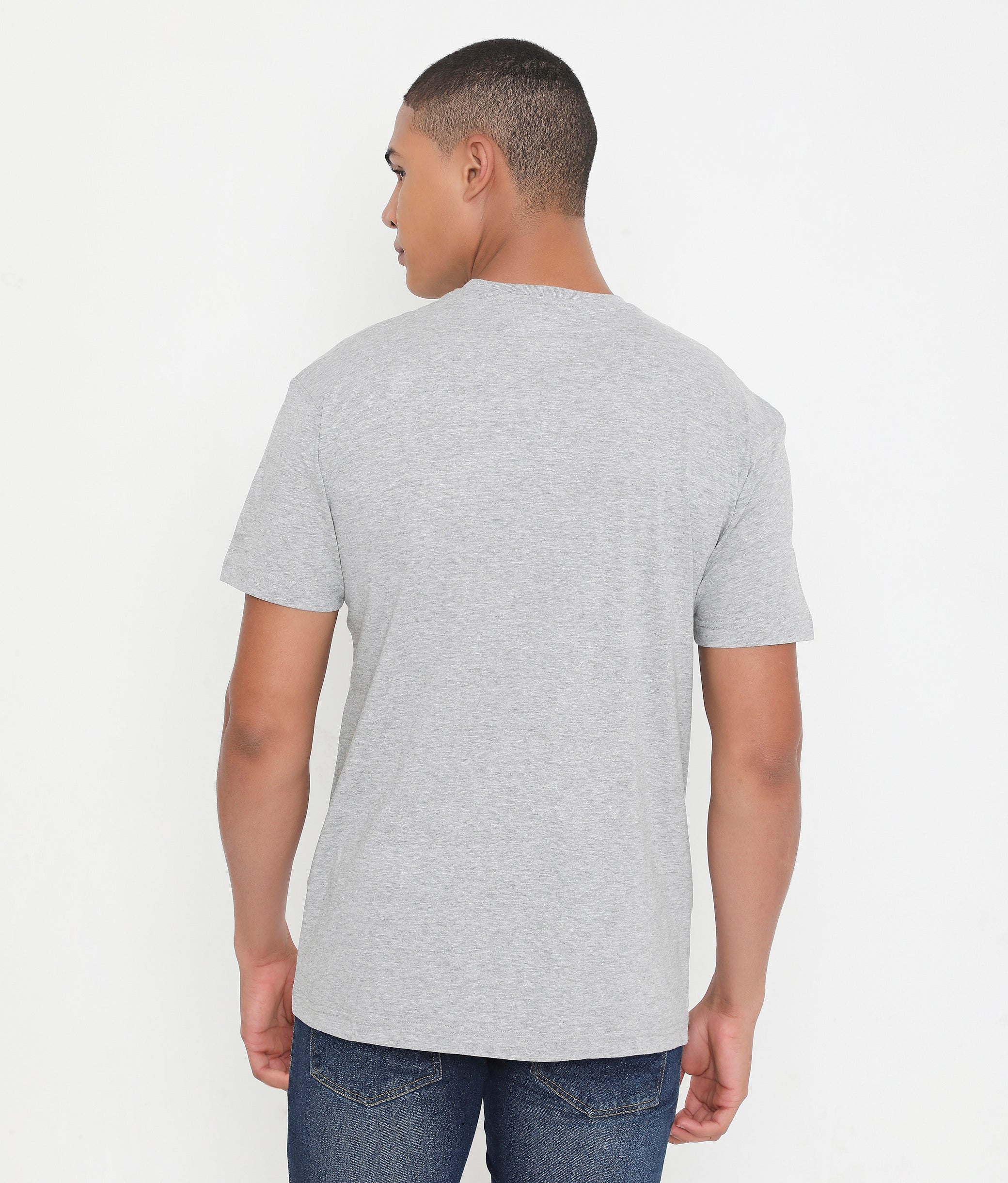 Men Grey Melange Leisurewear Cotton Tee - 002