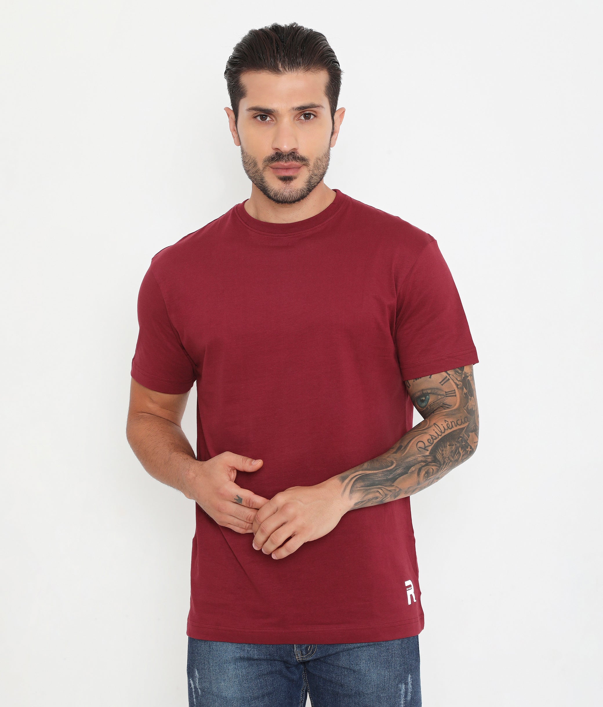 Men Maroon Leisurewear Essential Cotton Tee - 004