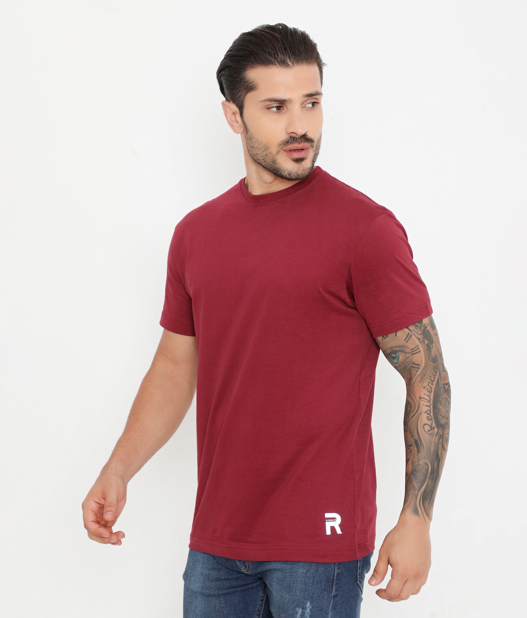 Men Maroon Leisurewear Essential Cotton Tee - 004