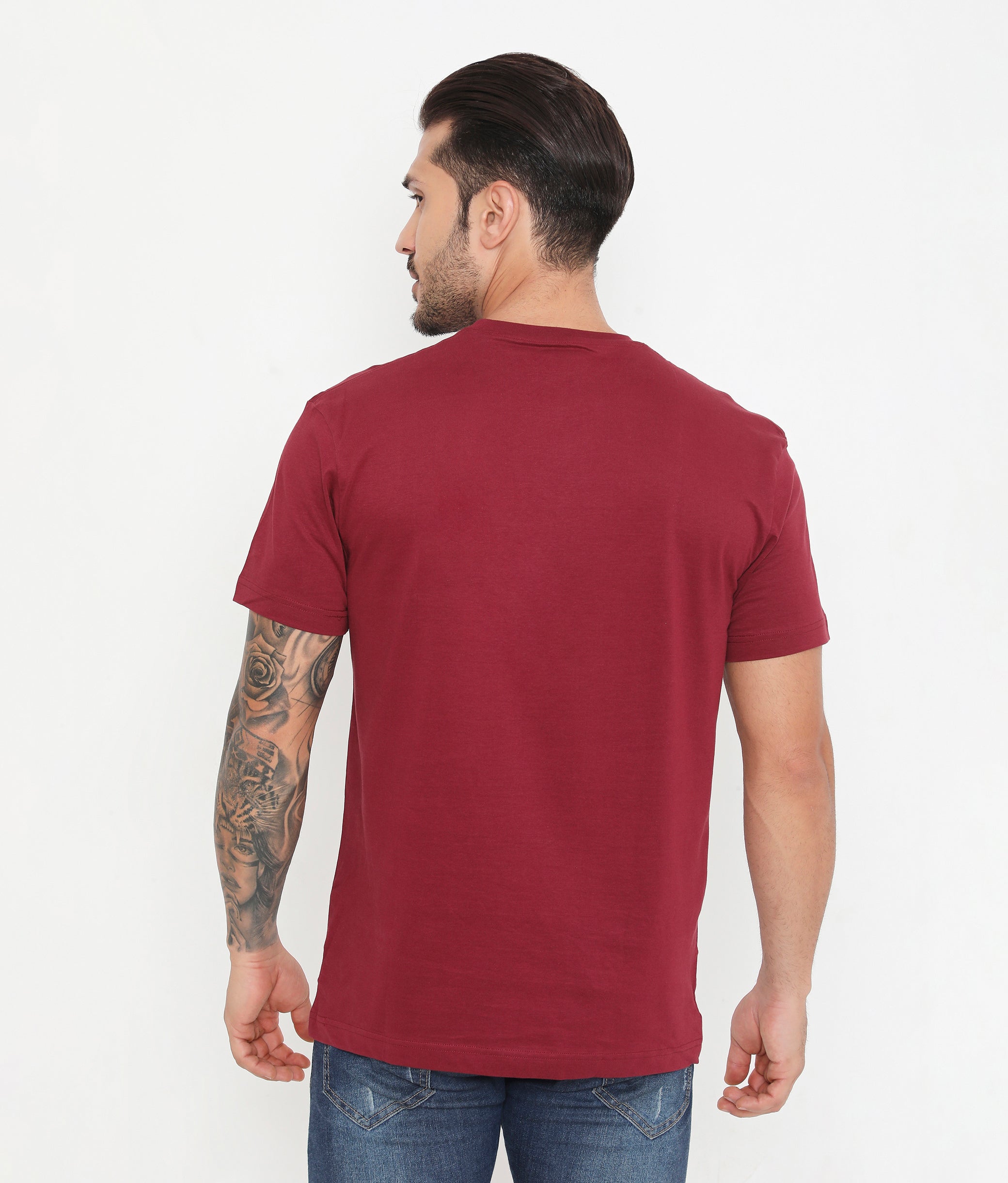 Men Maroon Leisurewear Essential Cotton Tee - 004