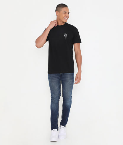 Men Solid Black Leisurewear Cotton Tee - 002