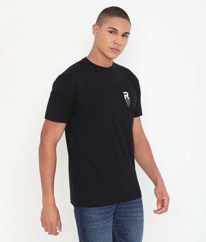 Men Solid Black Leisurewear Cotton Tee - 002