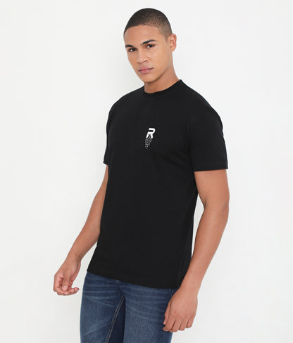 Men Solid Black Leisurewear Cotton Tee - 002