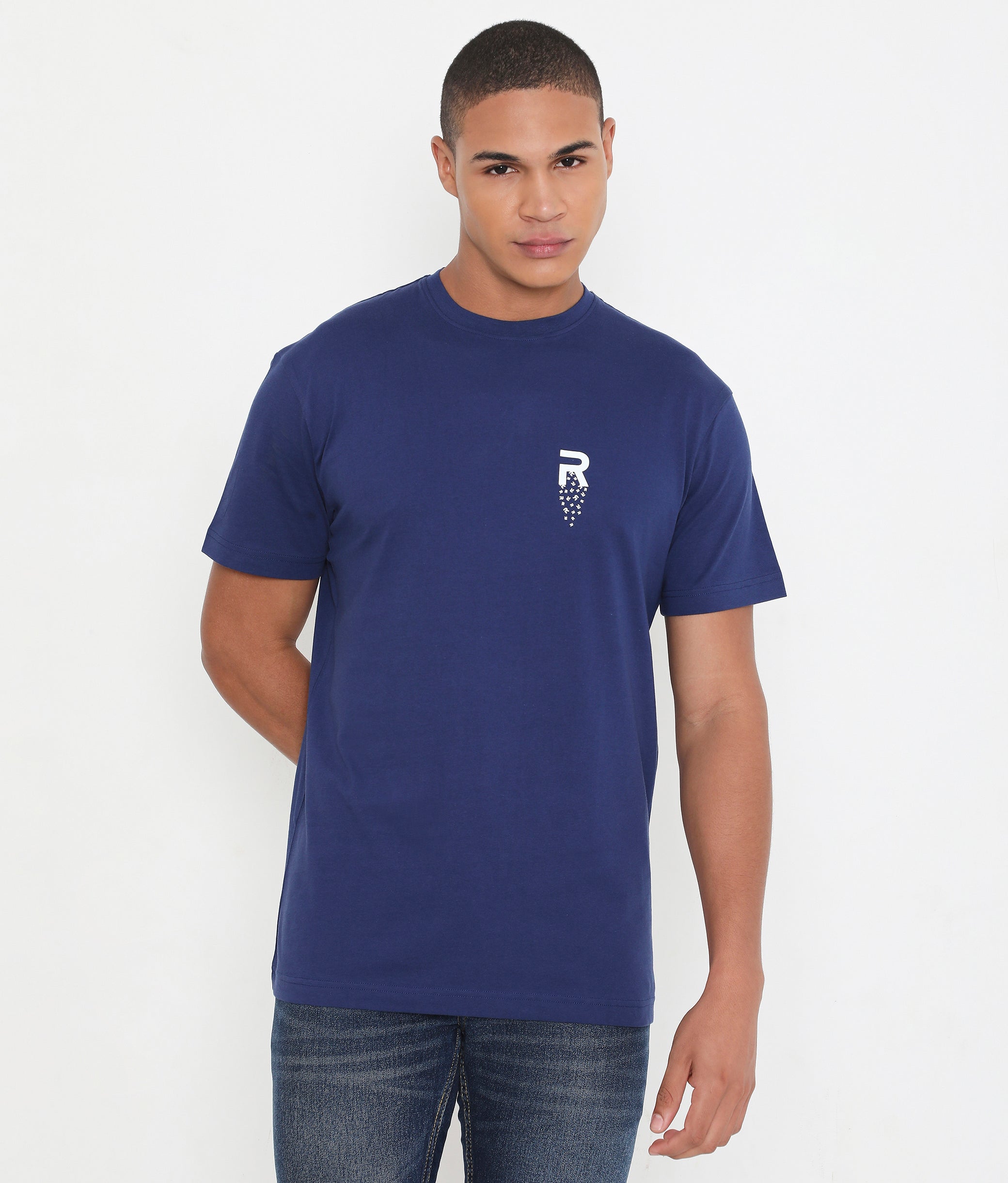 Men Navy Blue Leisurewear Cotton Tee - 002