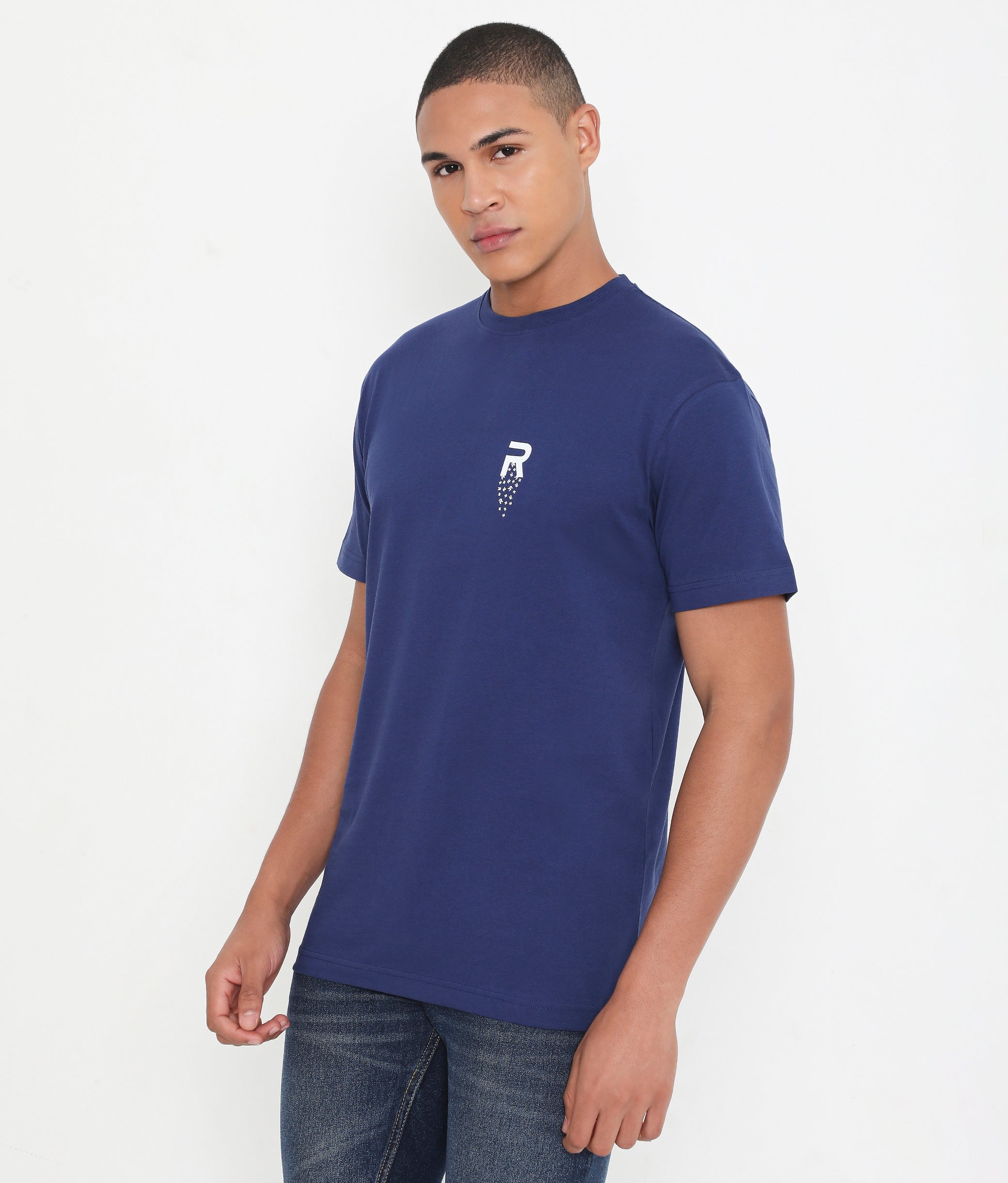 Men Navy Blue Leisurewear Cotton Tee - 002