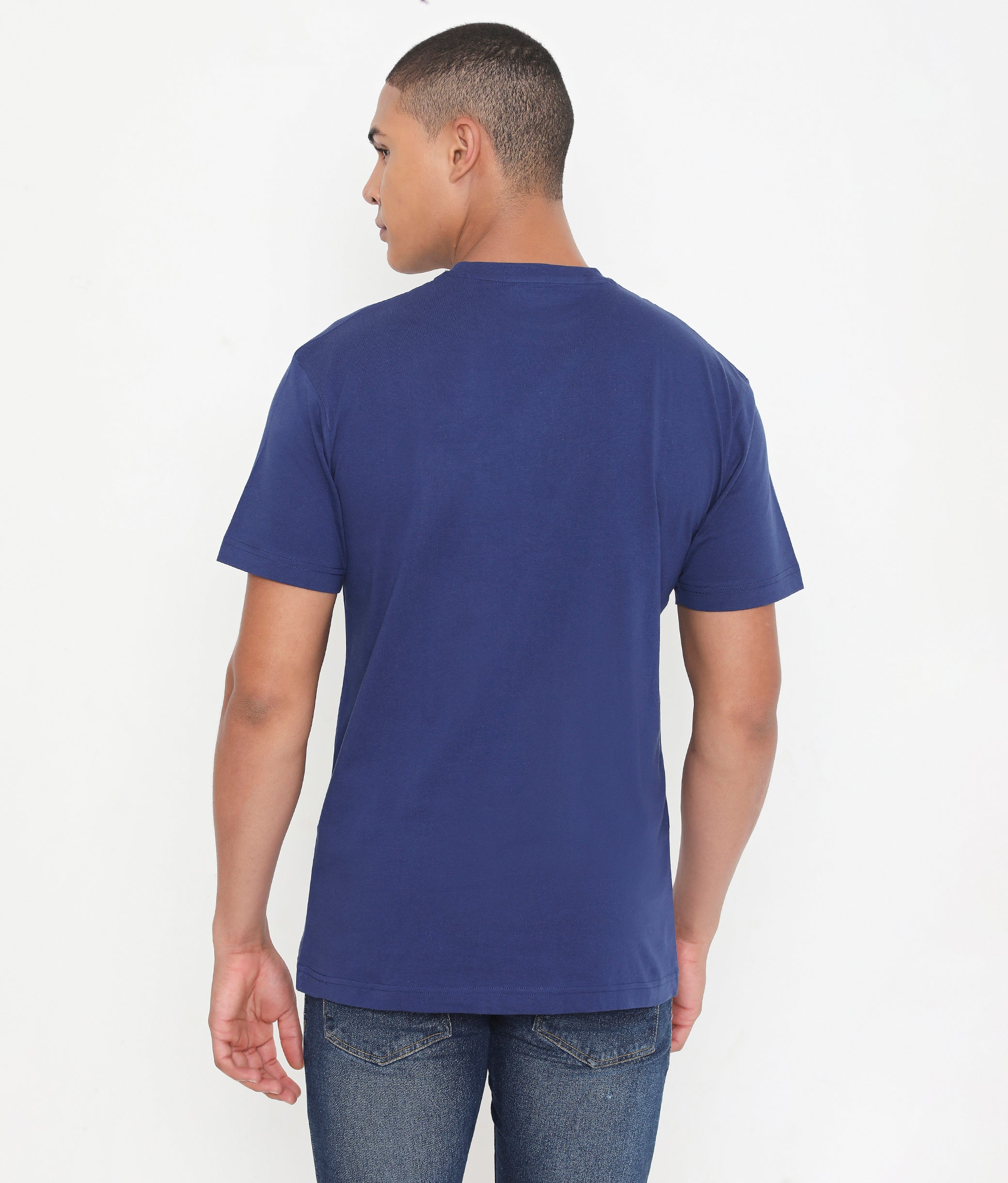 Men Navy Blue Leisurewear Cotton Tee - 002