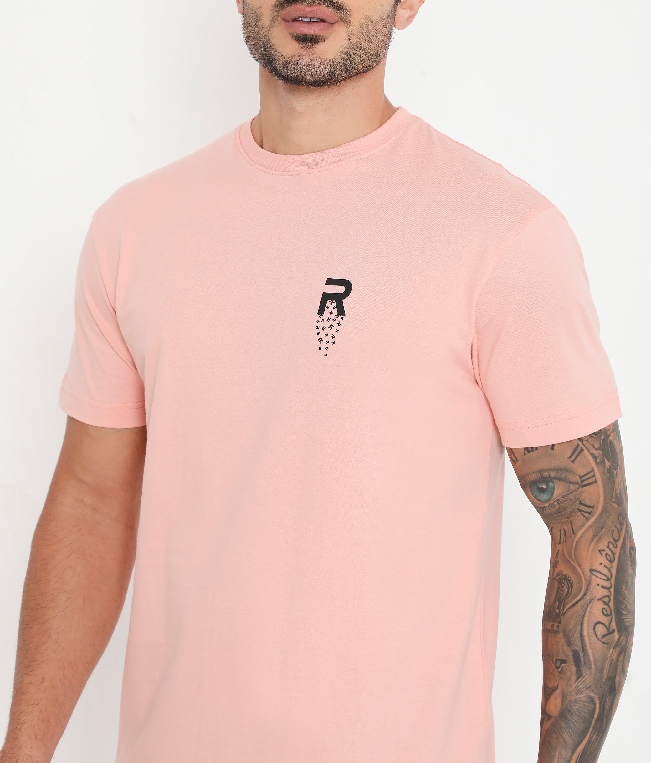 Men Solid Peach Leisurewear Cotton Tee - 002