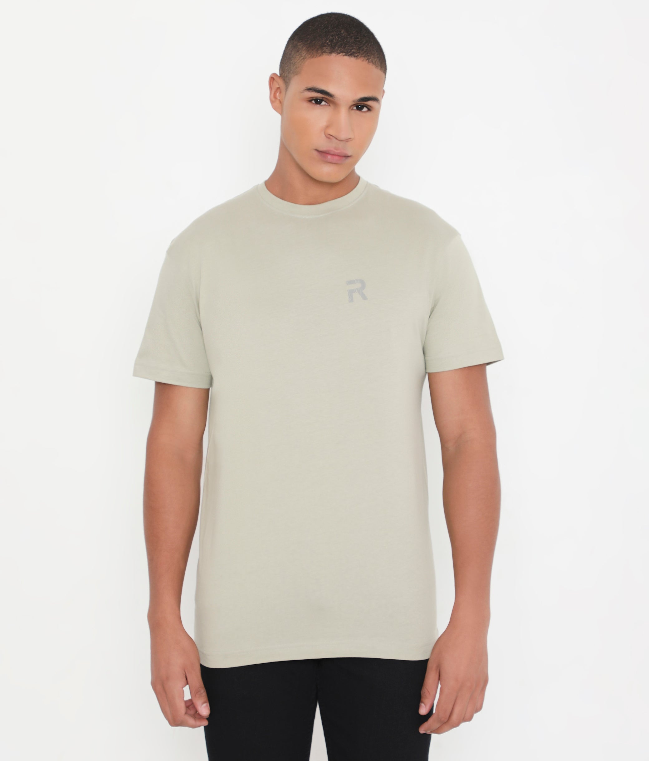 Moss Grey Men Casuals Pure Cotton Tee - 003