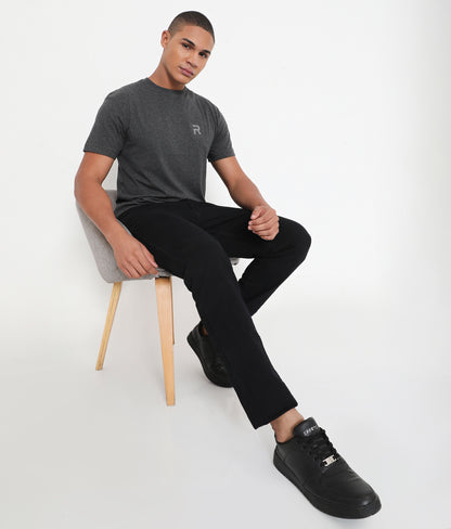 Men Casuals Charcoal Melange Pure Cotton Tee - 003