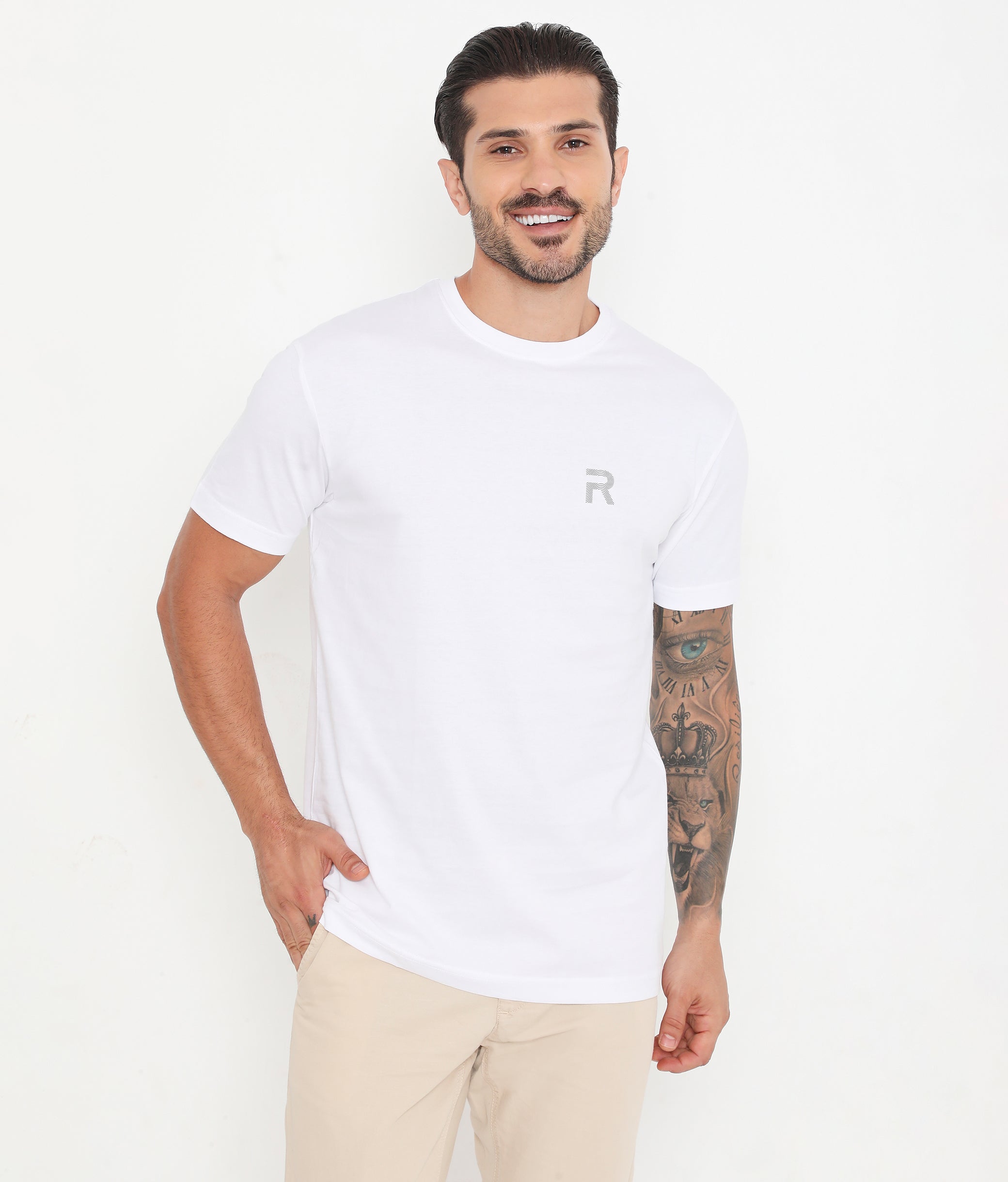 Men White Pure Cotton Tee Casual- 003