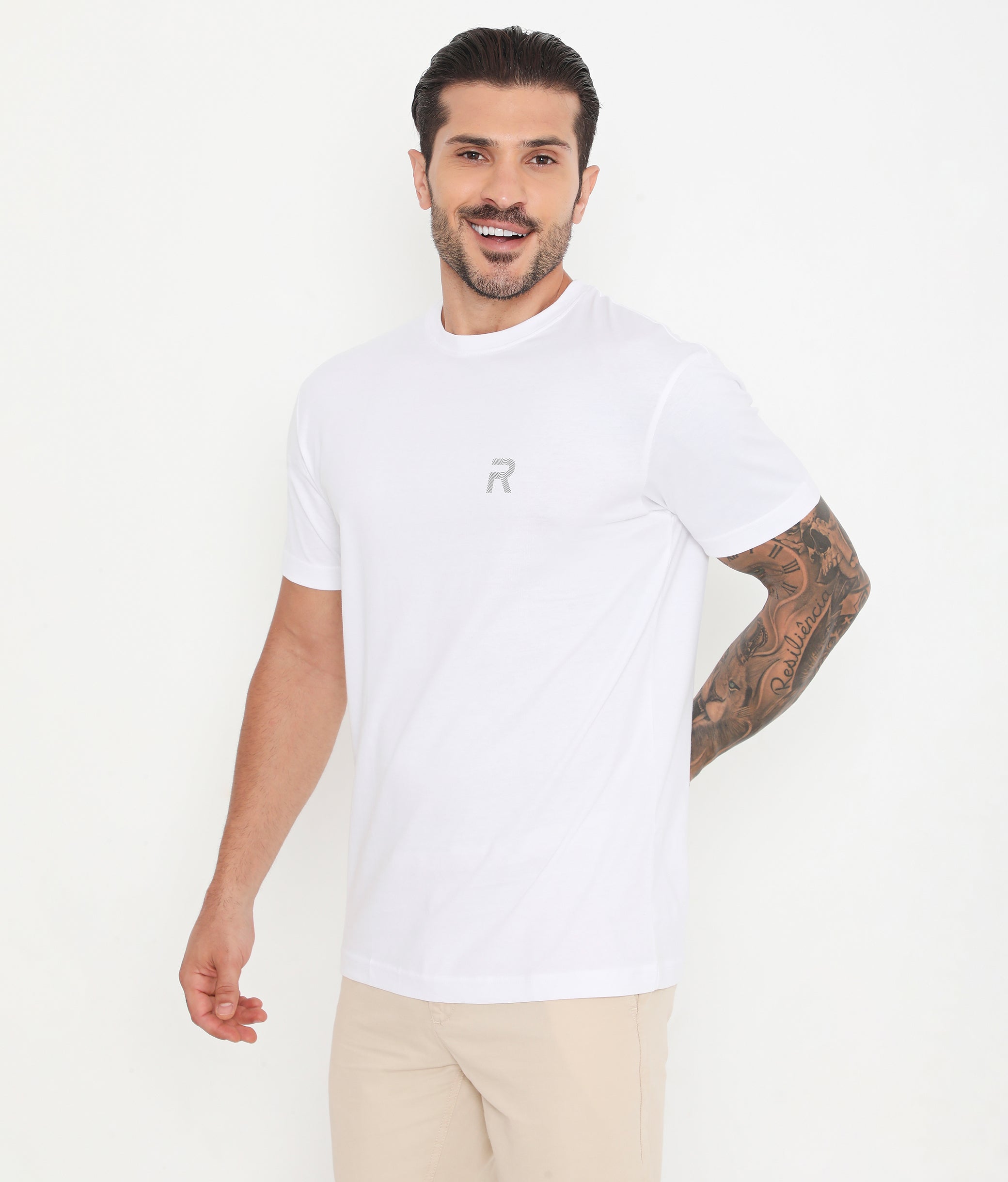 Men White Pure Cotton Tee Casual- 003