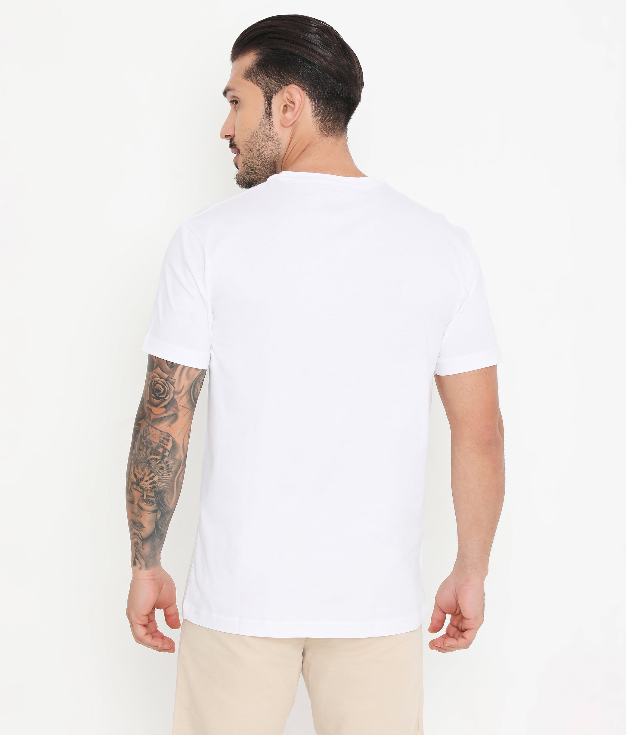 Men White Pure Cotton Tee Casual- 003