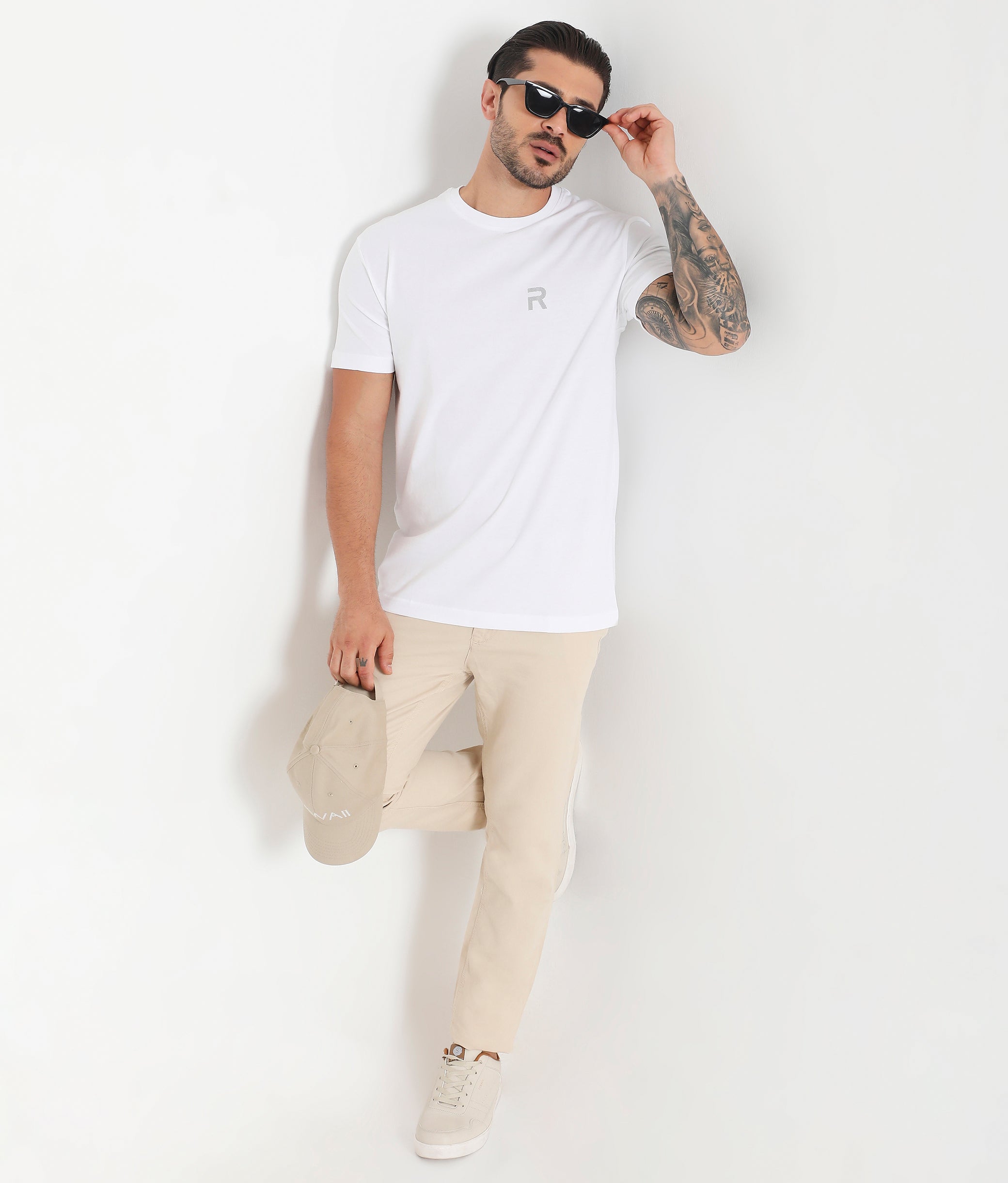 Men White Pure Cotton Tee Casual- 003