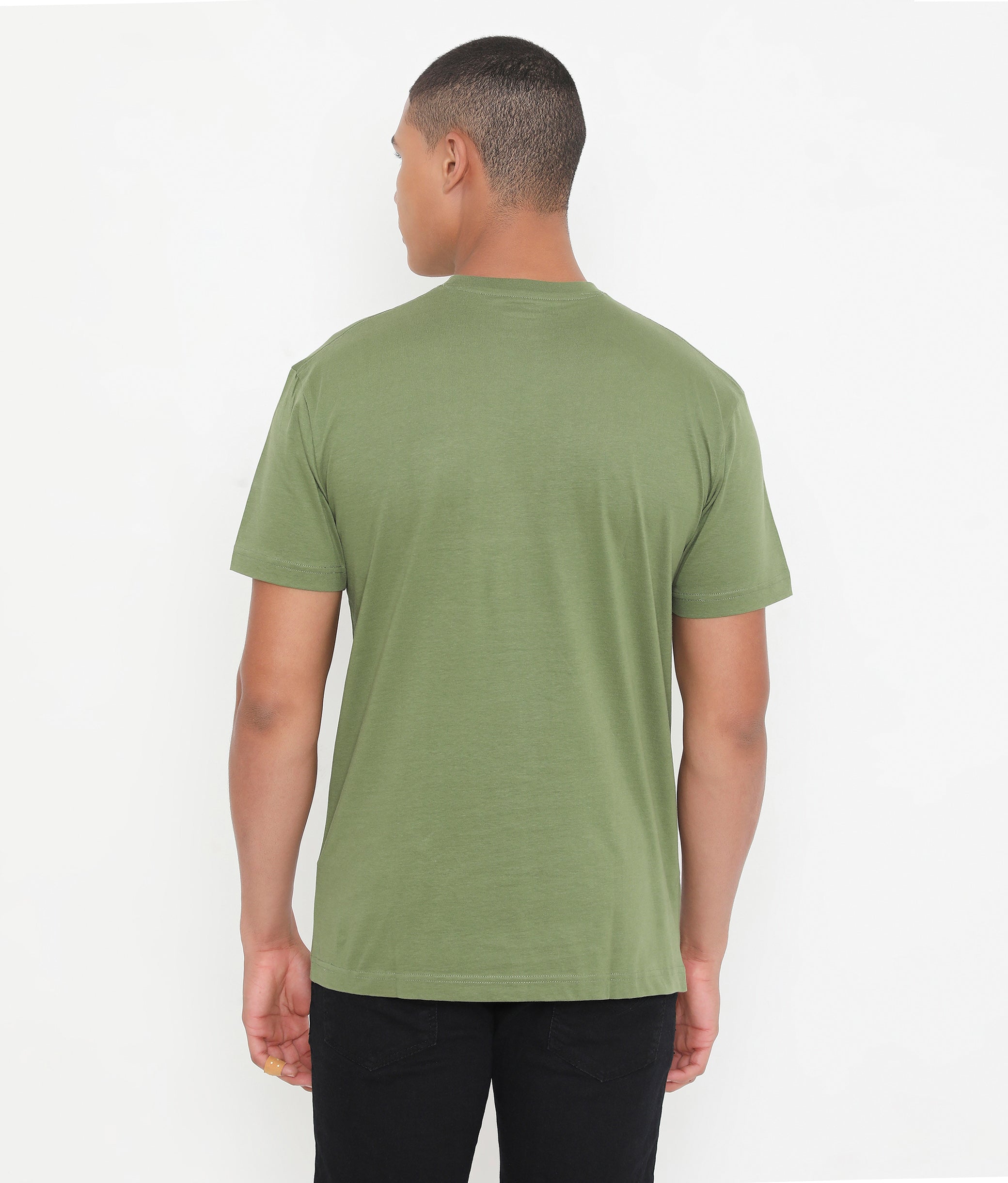 Men Casuals Bottle Green Pure Cotton Tee - 003