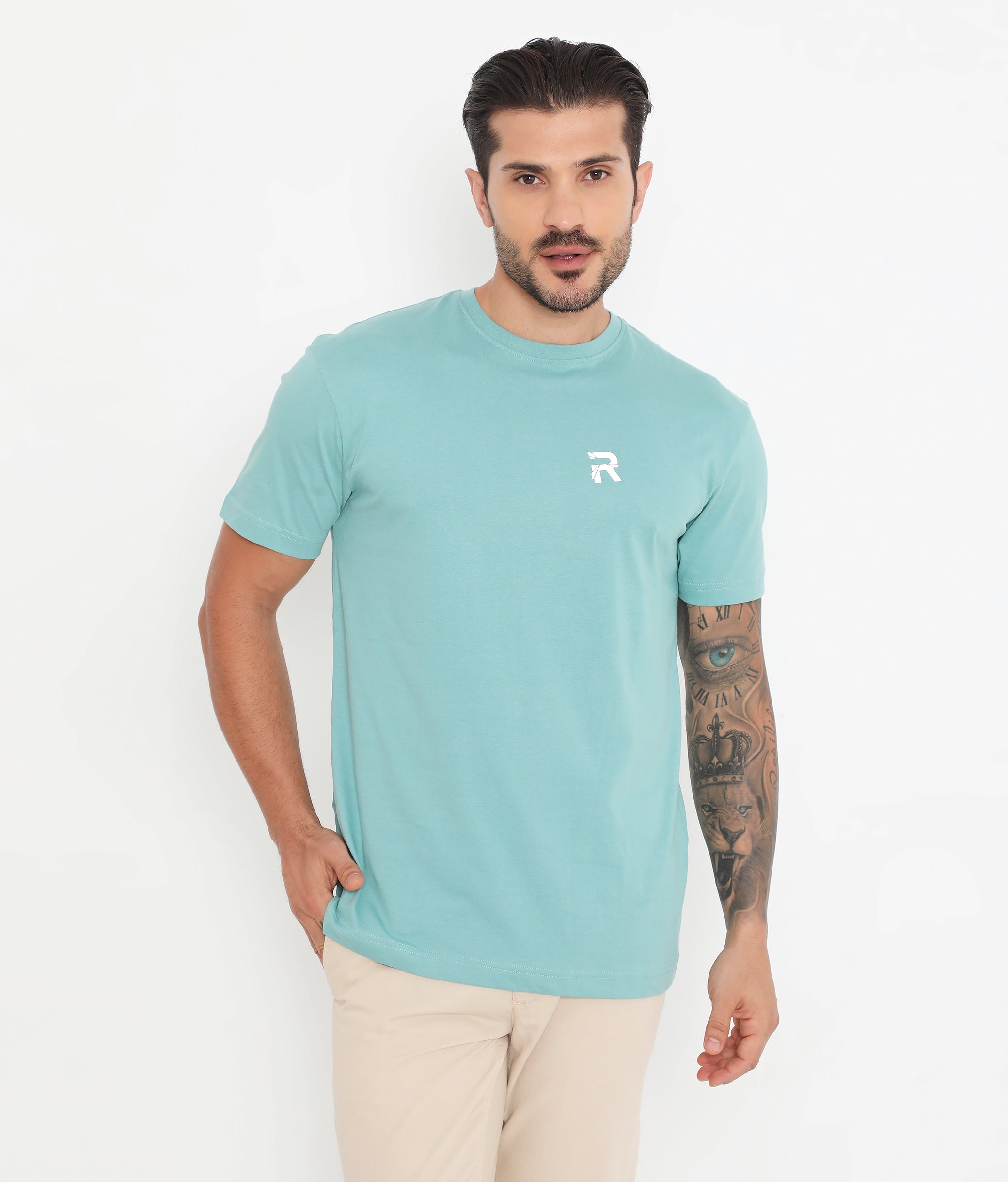 Sea Green Men Essential Cotton T-Shirt 001