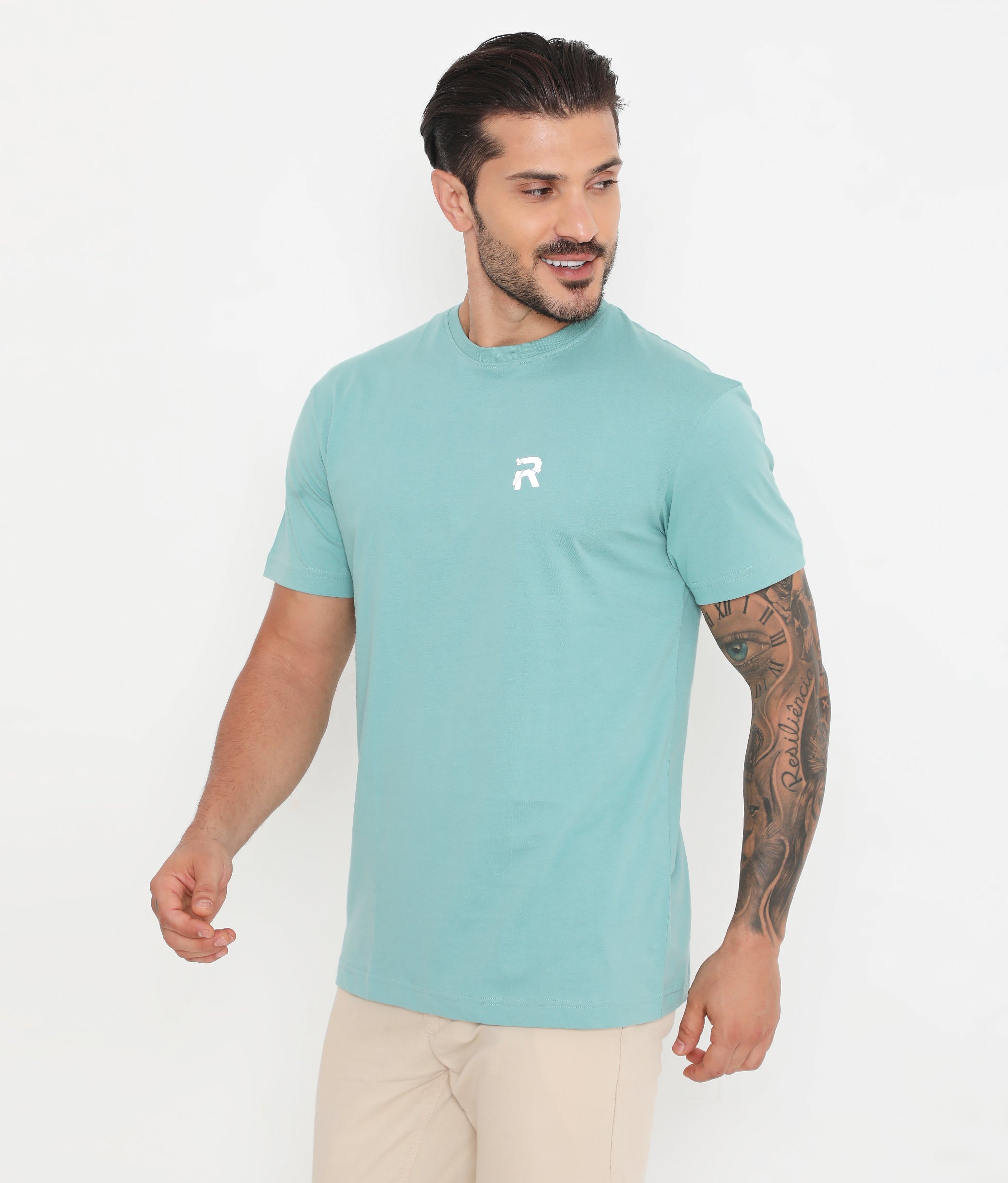 Sea Green Men Essential Cotton T-Shirt 001