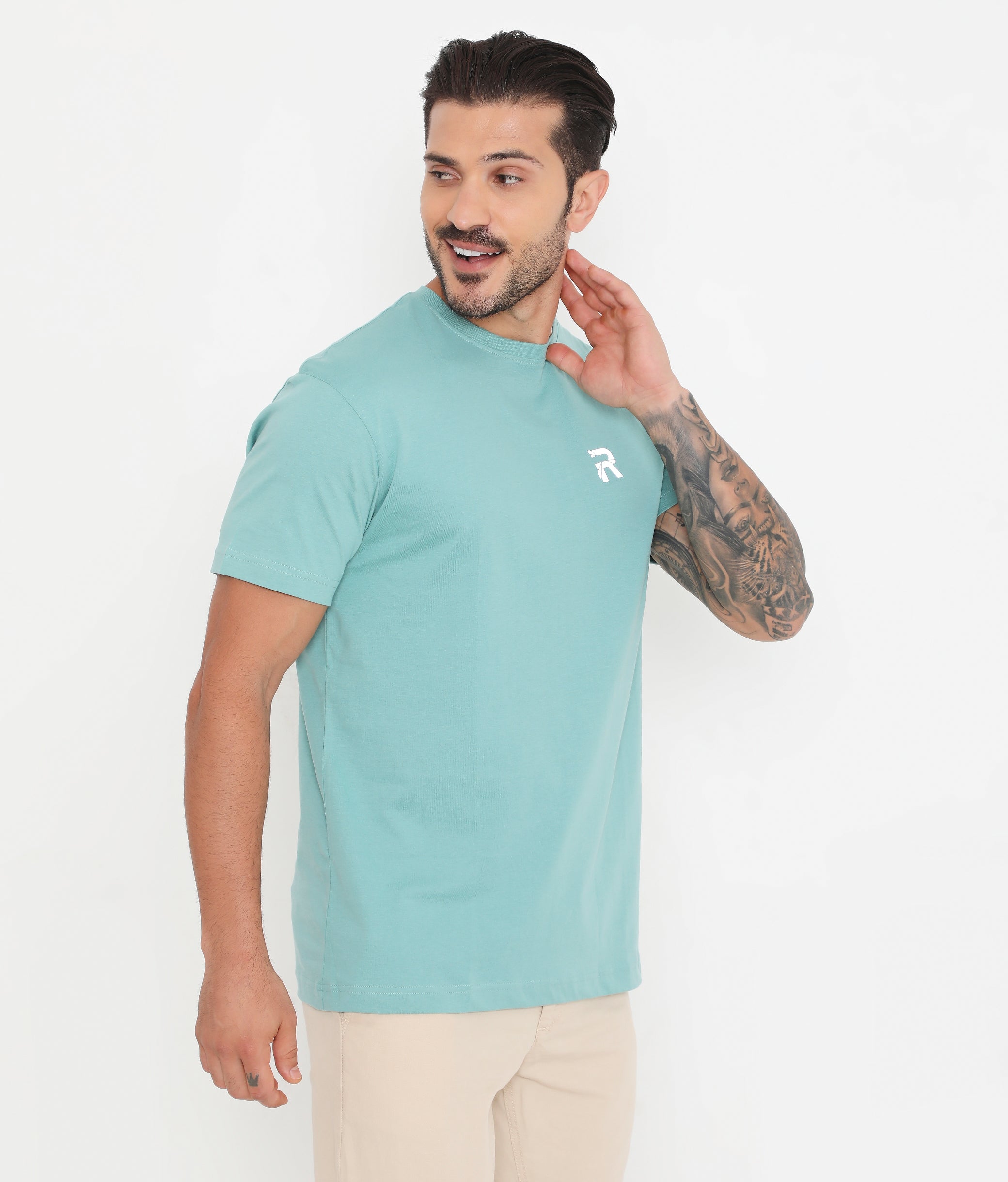 Sea Green Men Essential Cotton T-Shirt 001