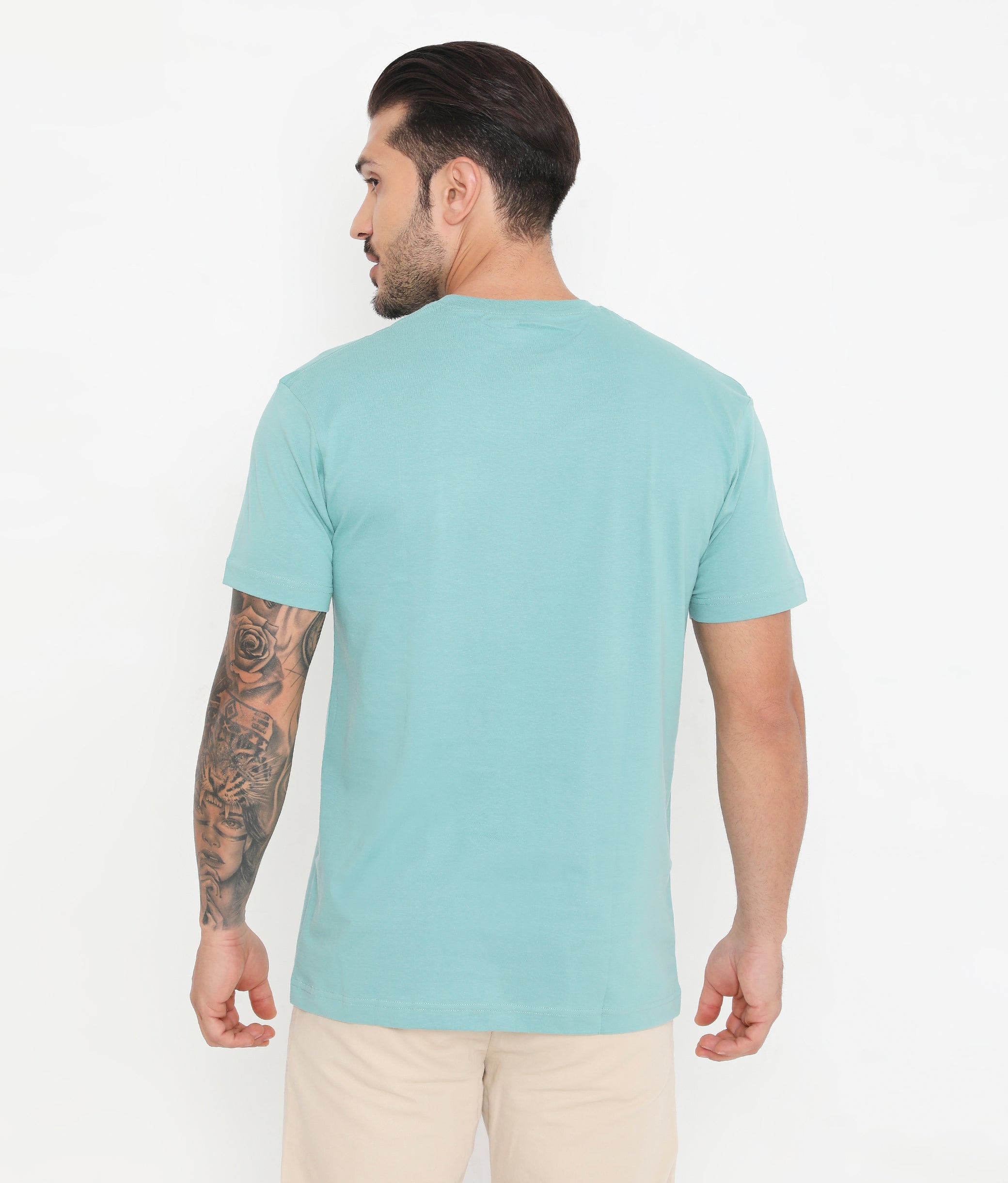 Sea Green Men Essential Cotton T-Shirt 001