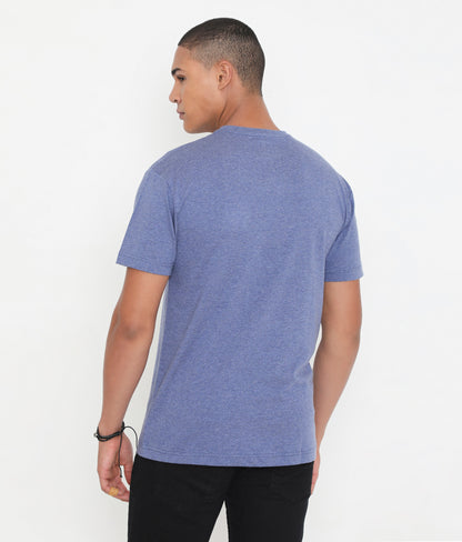 Indigo Melange Men Casuals Pure Cotton Tee - 003