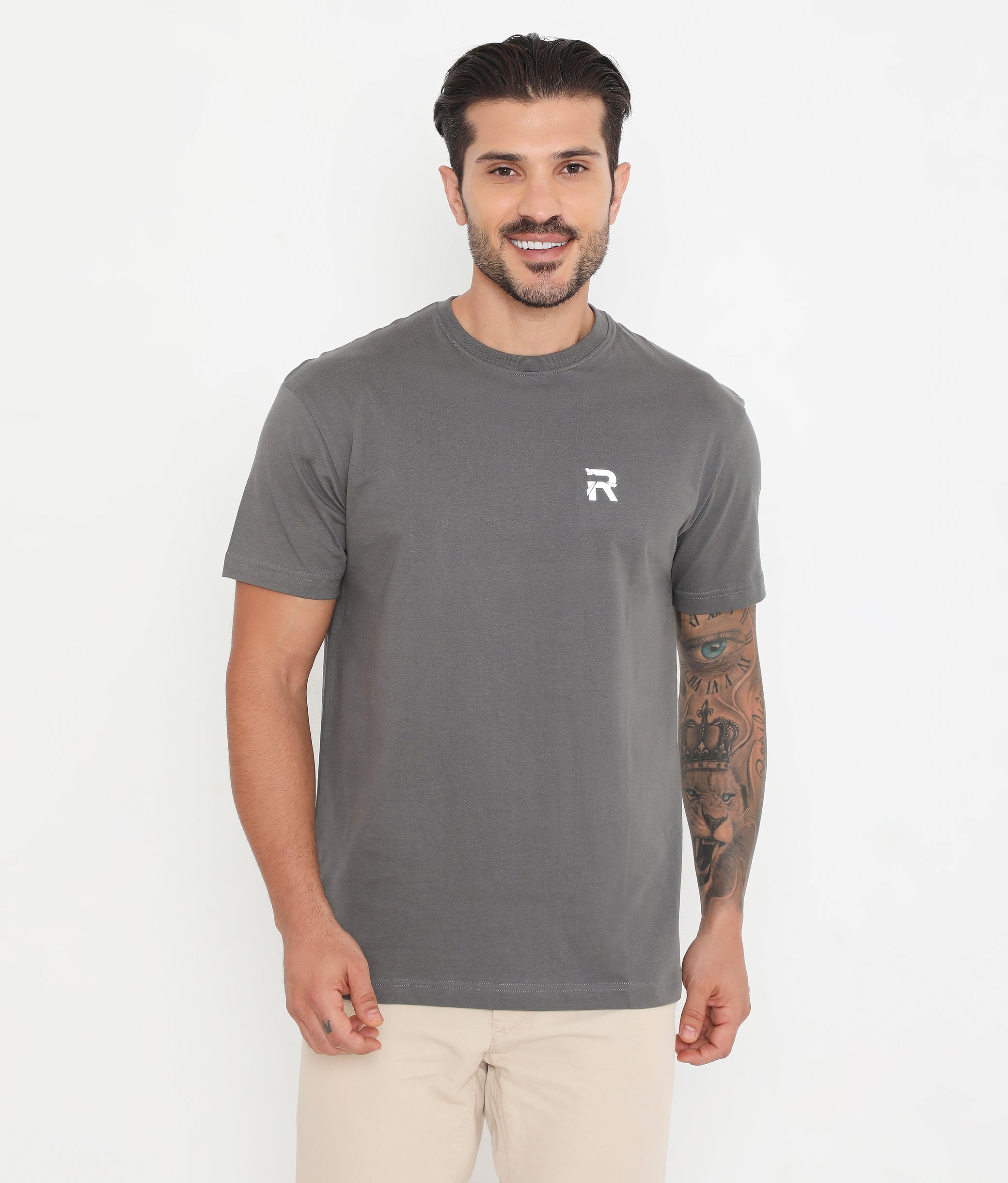 Men Dark Grey Essential Cotton T-Shirt 001