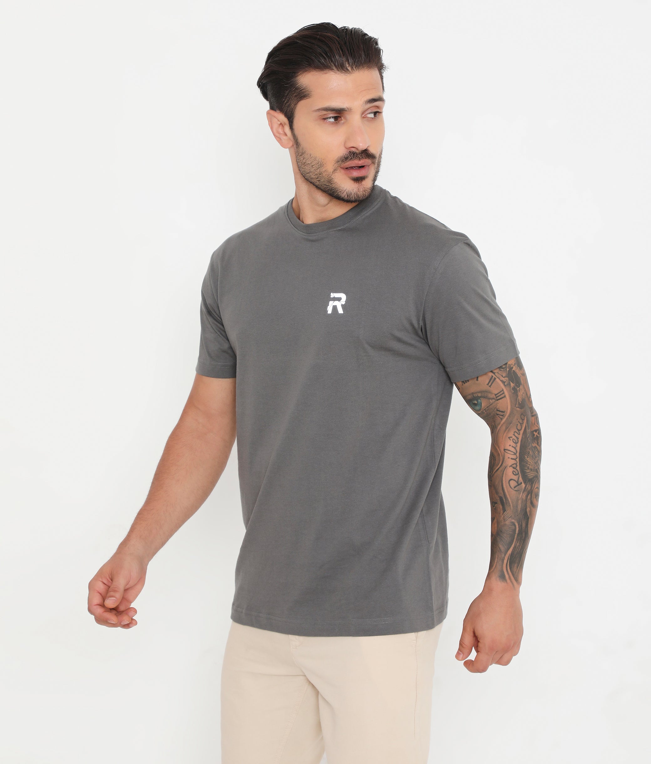 Men Dark Grey Essential Cotton T-Shirt 001