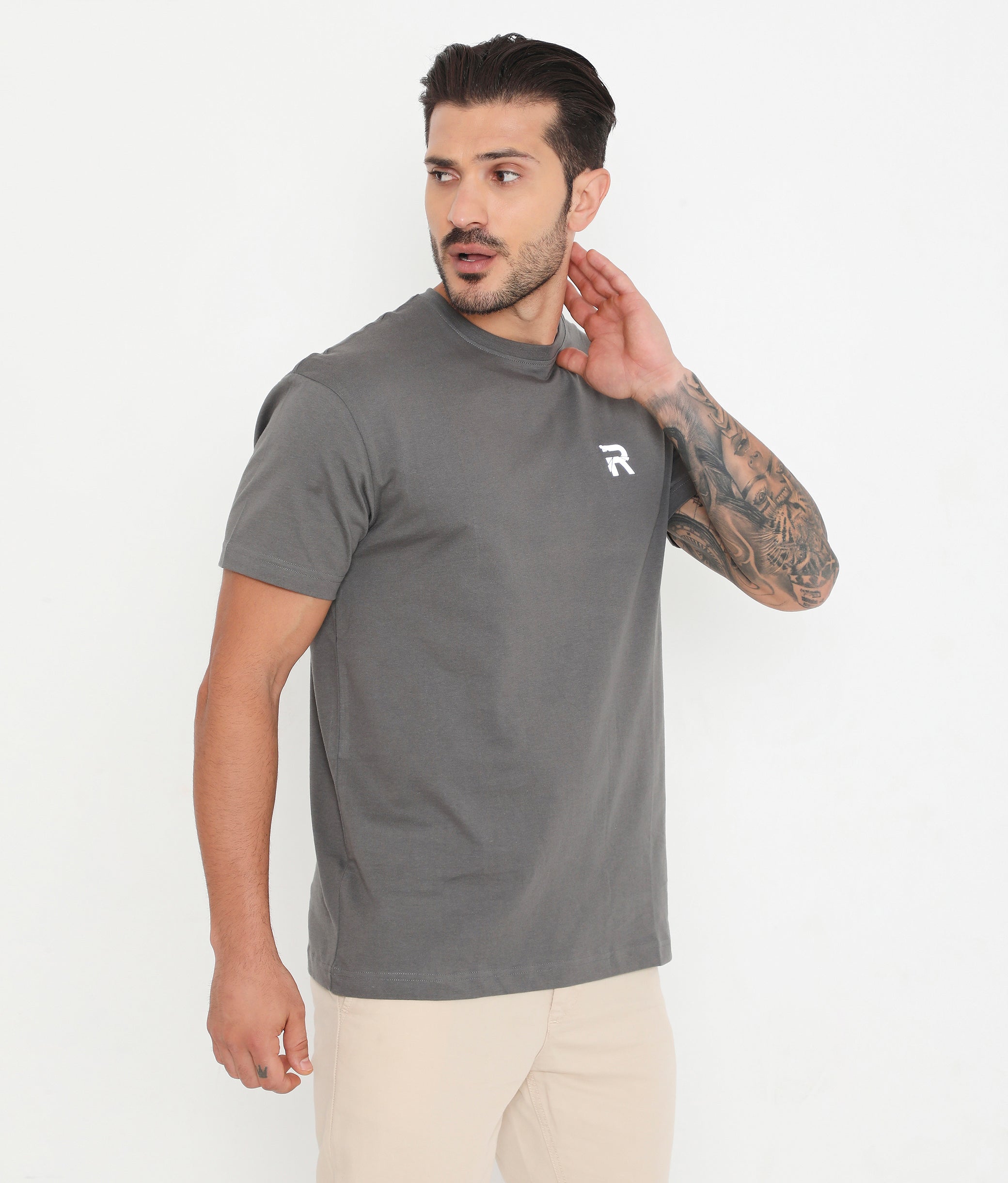 Men Dark Grey Essential Cotton T-Shirt 001