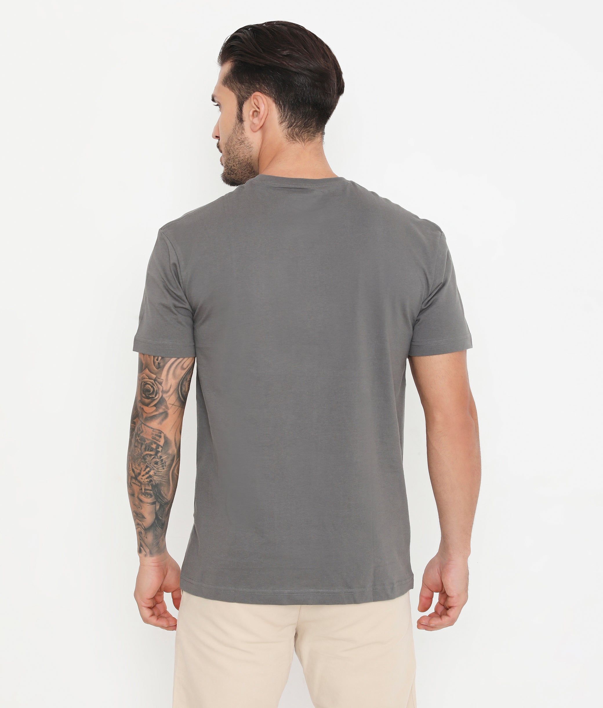 Men Dark Grey Essential Cotton T-Shirt 001