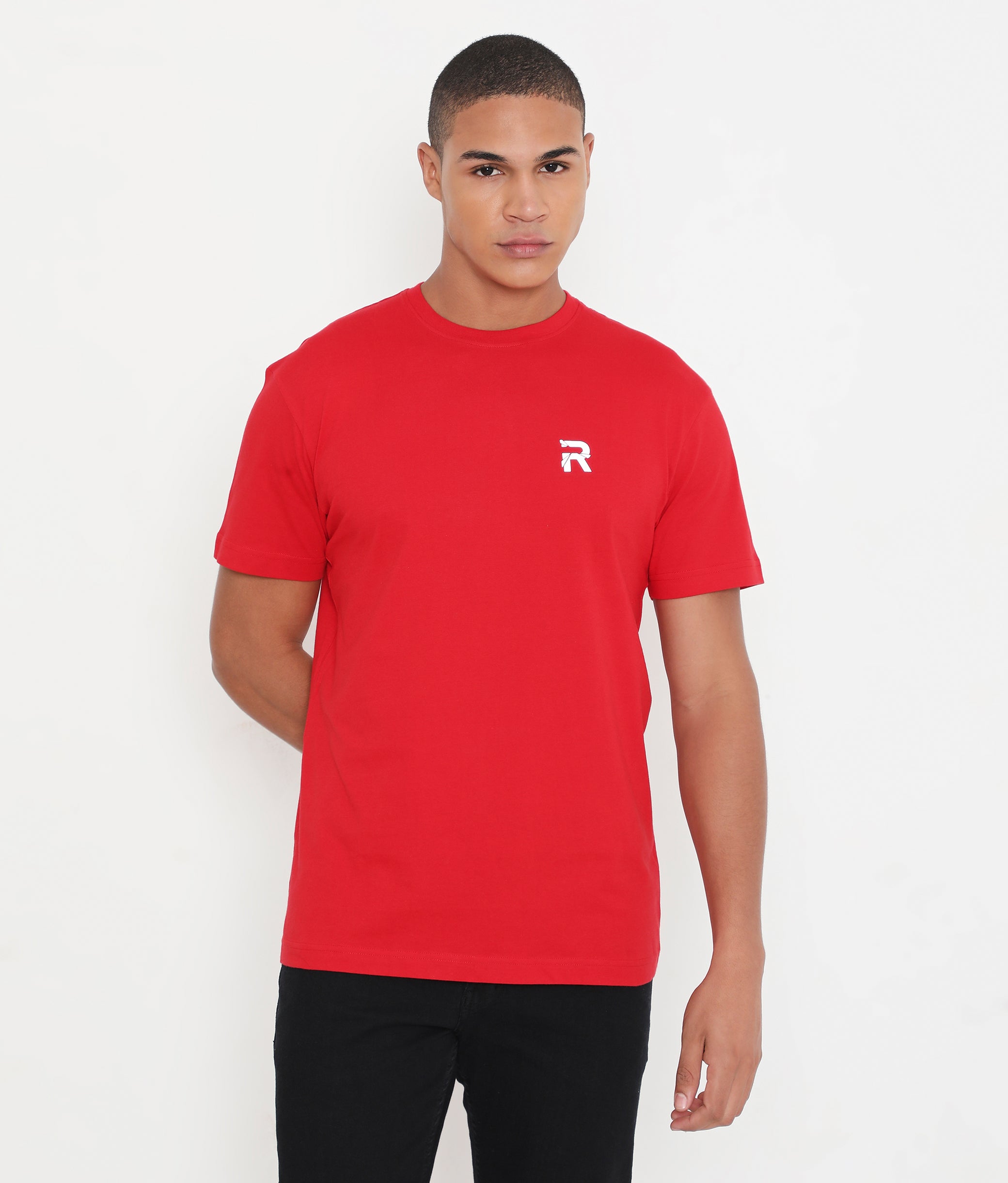 Men Solid Red Essential Cotton T-Shirt 001