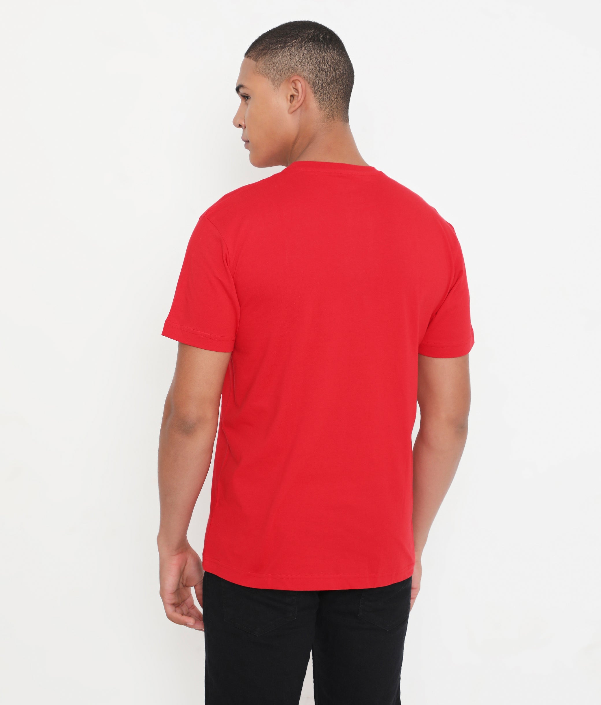 Men Solid Red Essential Cotton T-Shirt 001