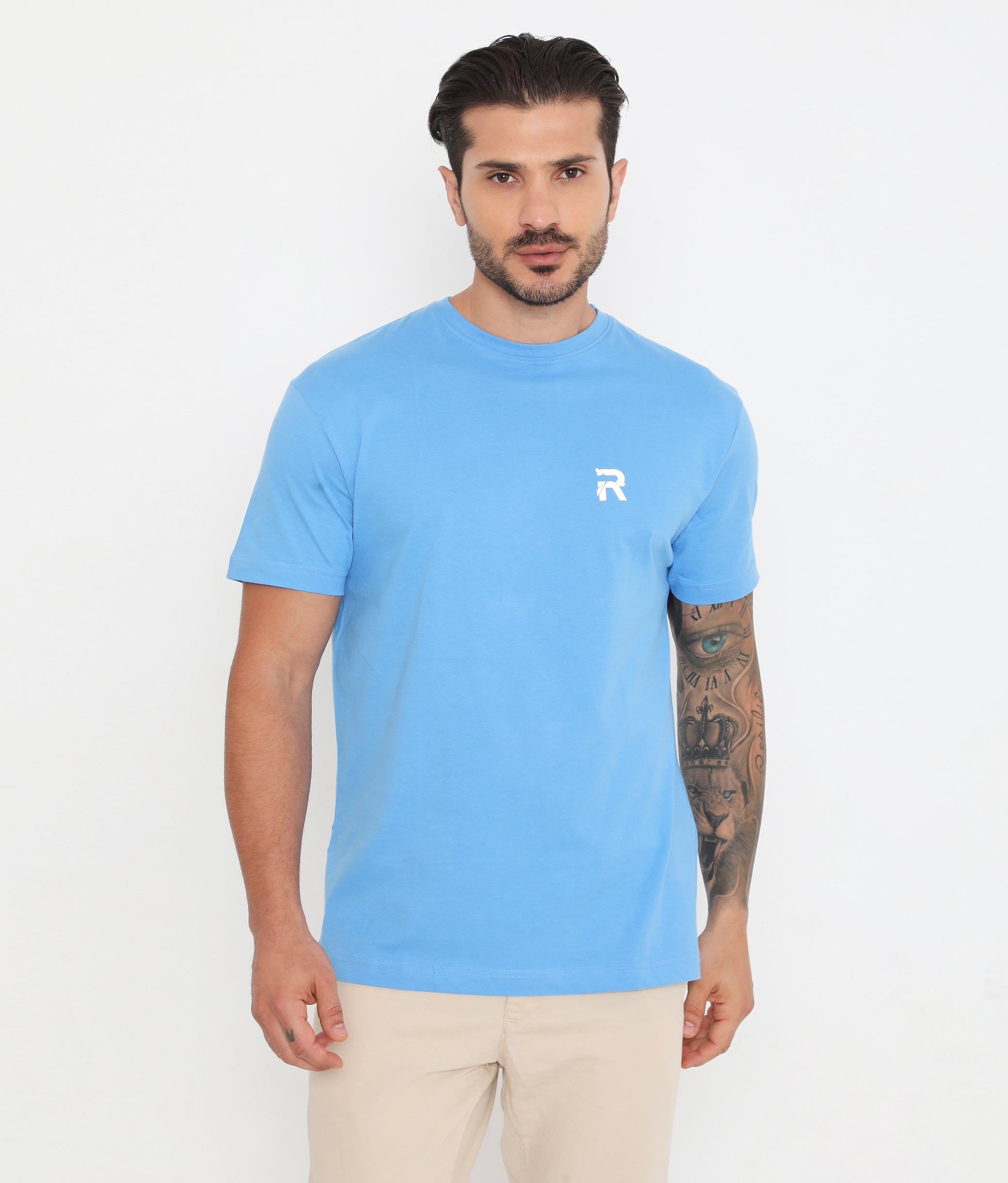 Men Light Blue Essential Cotton T-Shirt 001