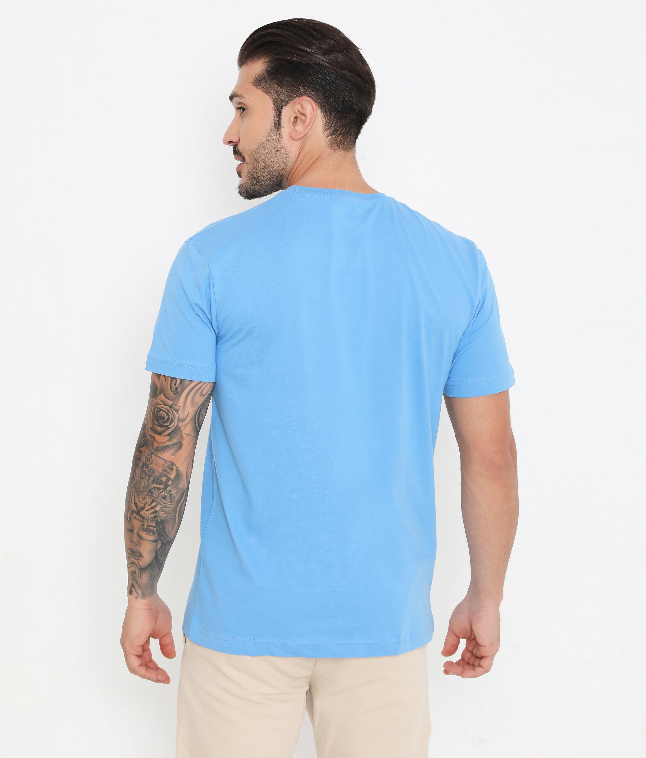 Men Light Blue Essential Cotton T-Shirt 001