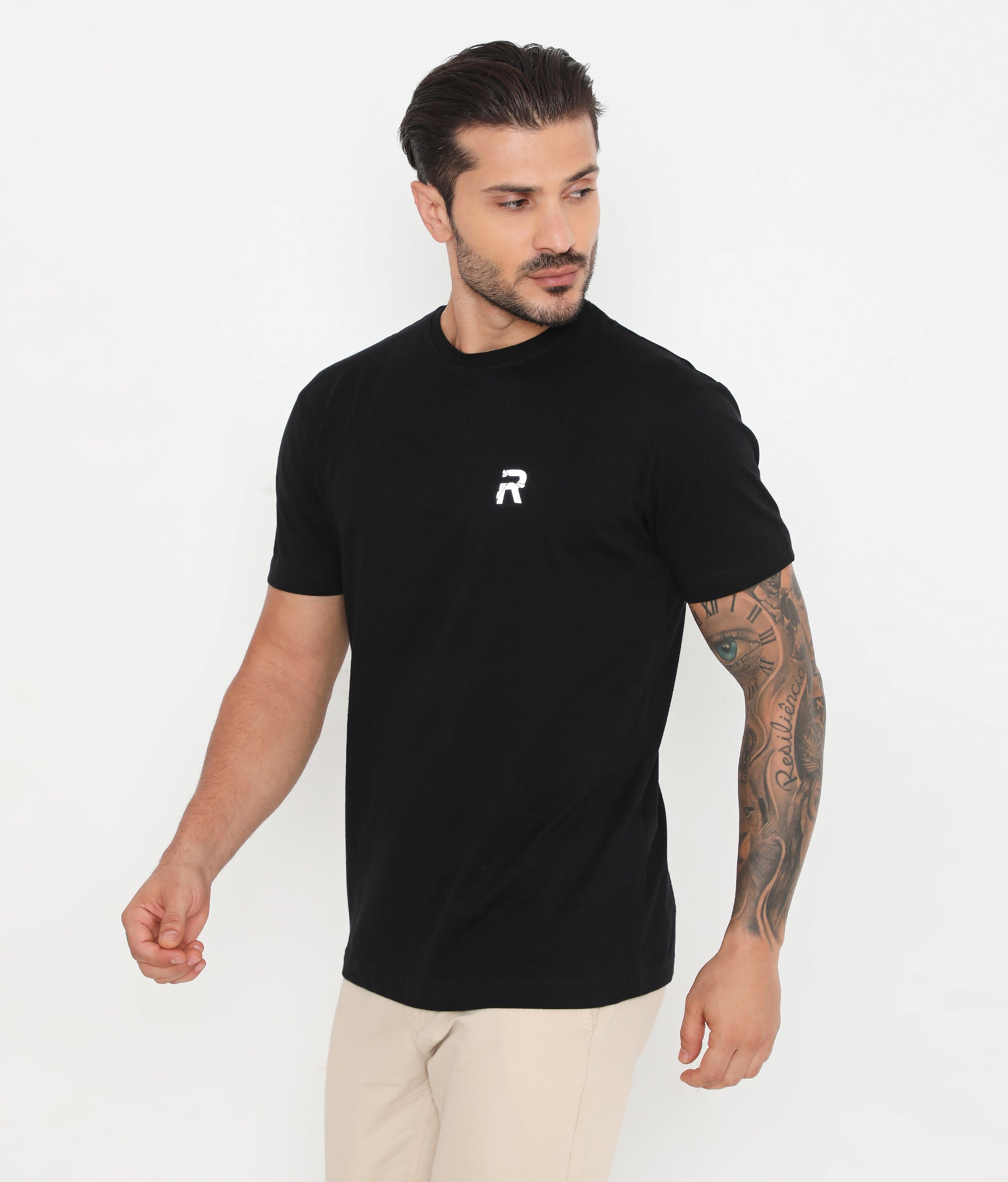 Men Solid Black Essential Cotton T-Shirt 001