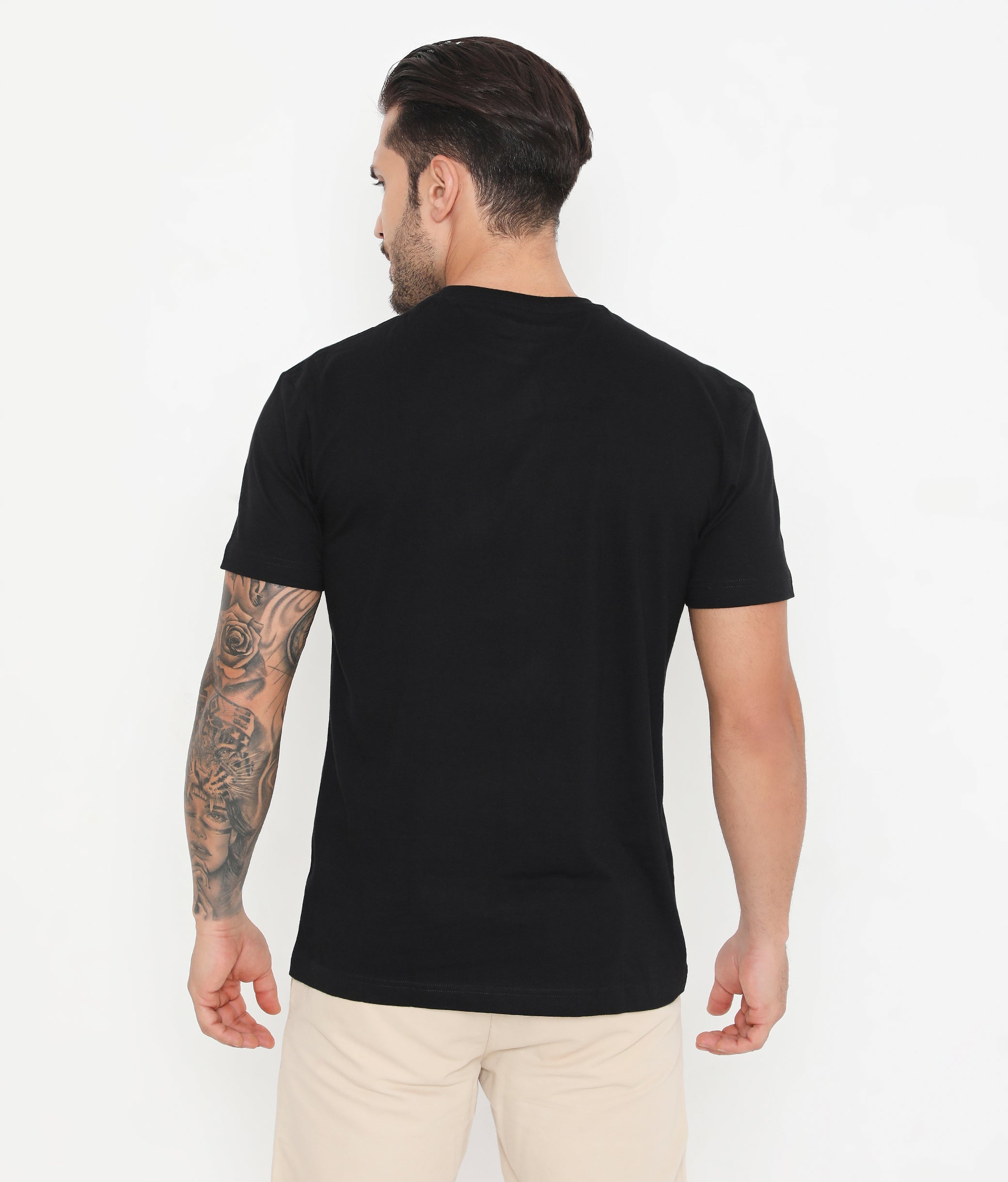 Men Solid Black Essential Cotton T-Shirt 001