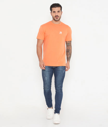 Soft Orange Men Solid Essential Cotton T-Shirt 001