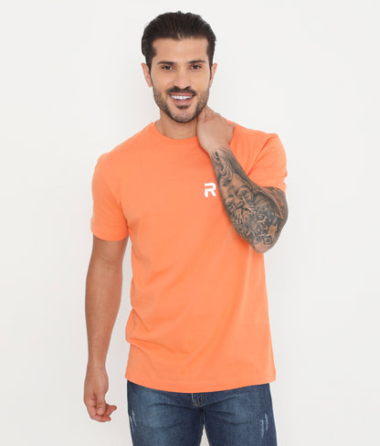 Soft Orange Men Solid Essential Cotton T-Shirt 001