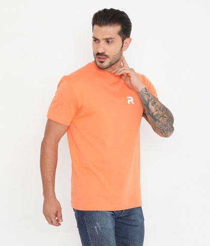 Soft Orange Men Solid Essential Cotton T-Shirt 001