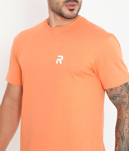 Soft Orange Men Solid Essential Cotton T-Shirt 001