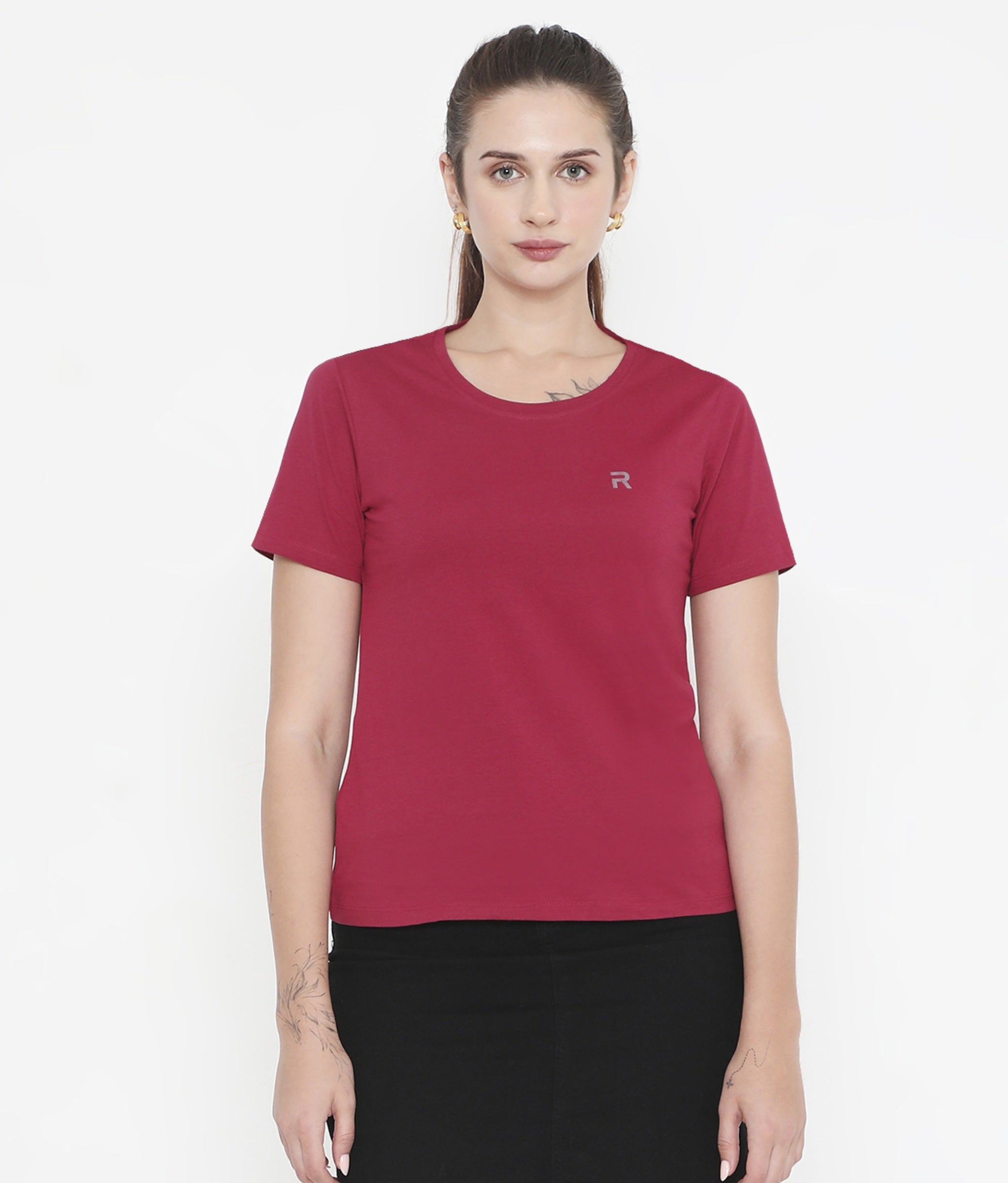 Beet Red Essential Cotton T-Shirt For Women - 002