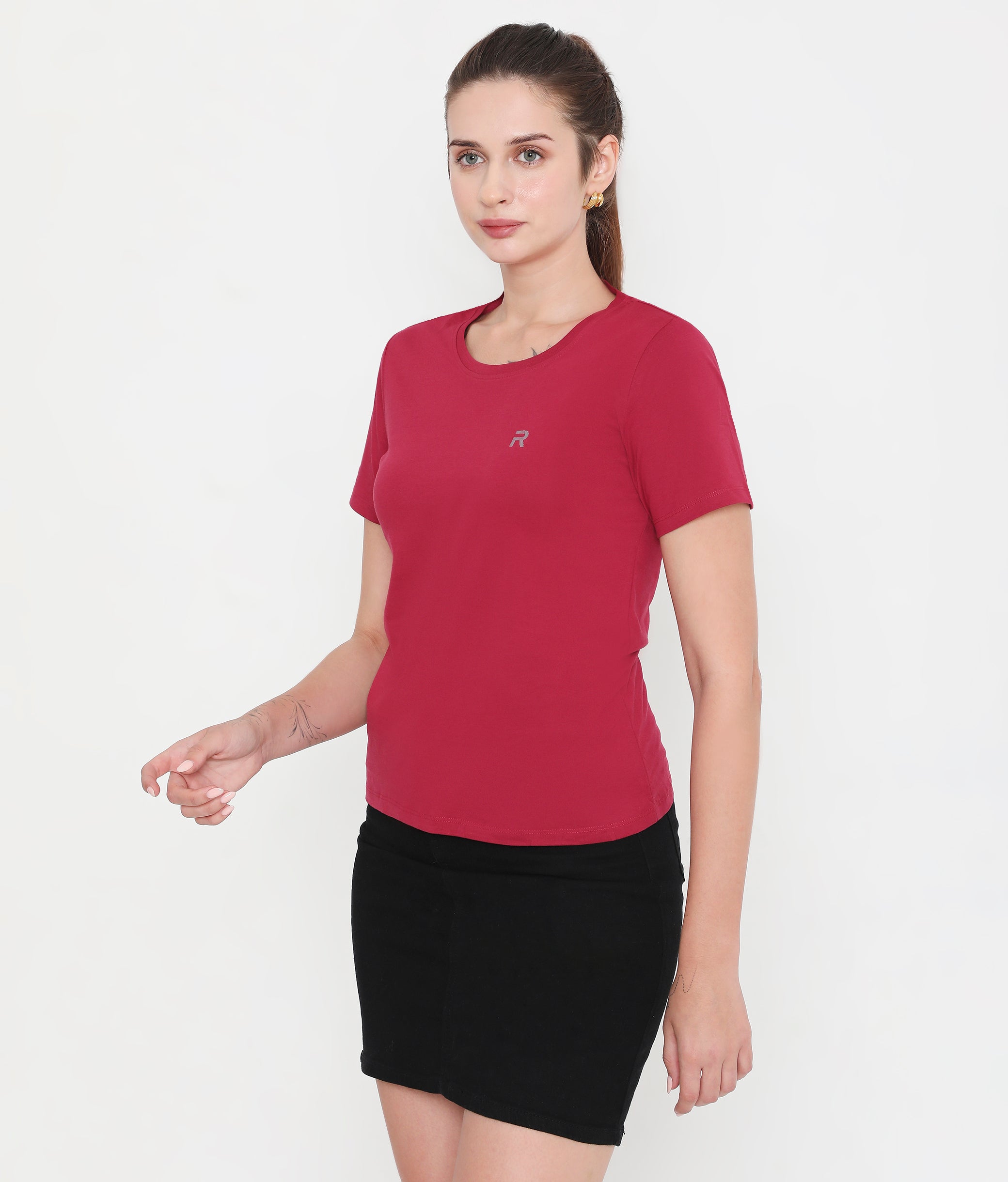 Beet Red Essential Cotton T-Shirt For Women - 002