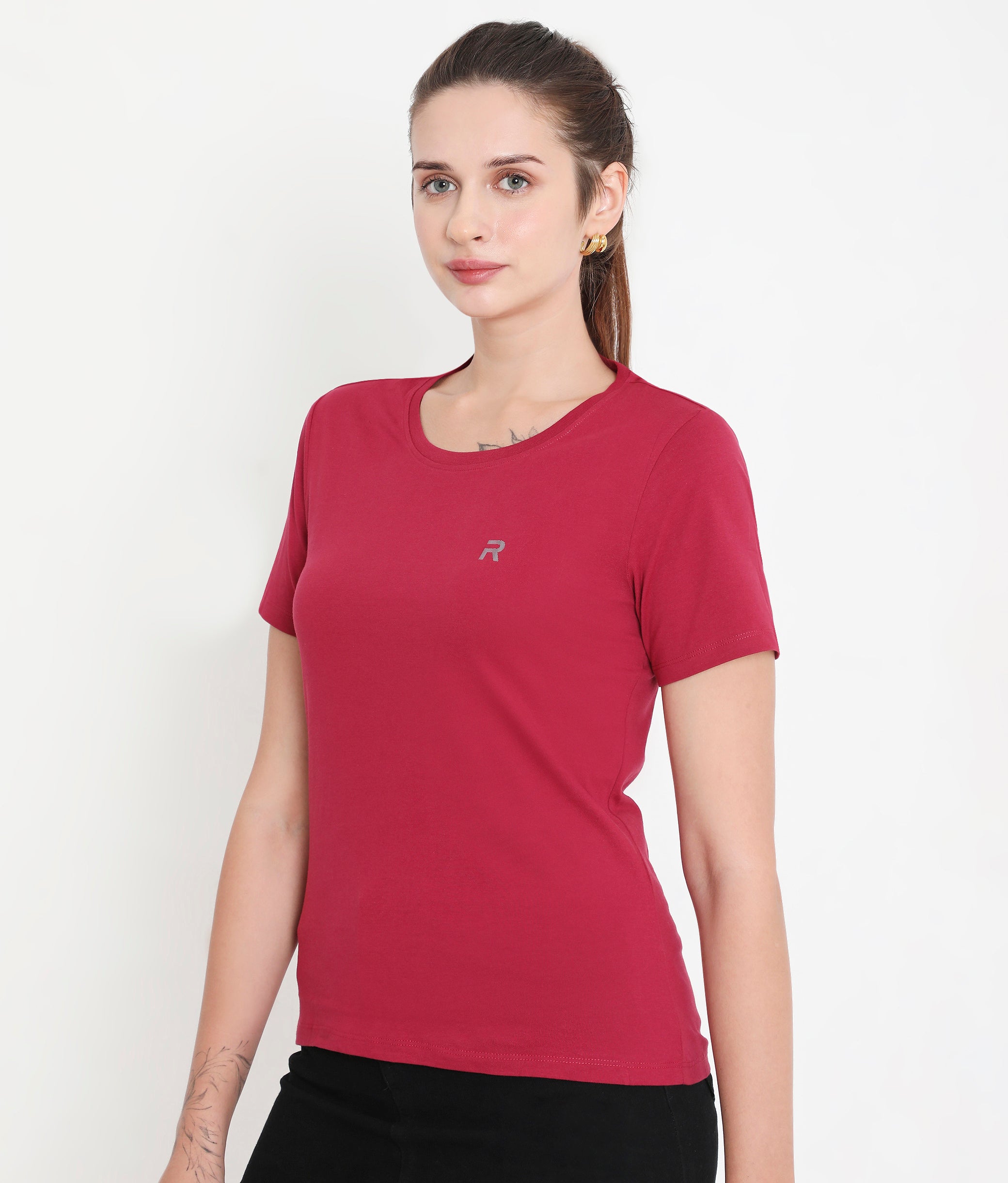 Beet Red Essential Cotton T-Shirt For Women - 002