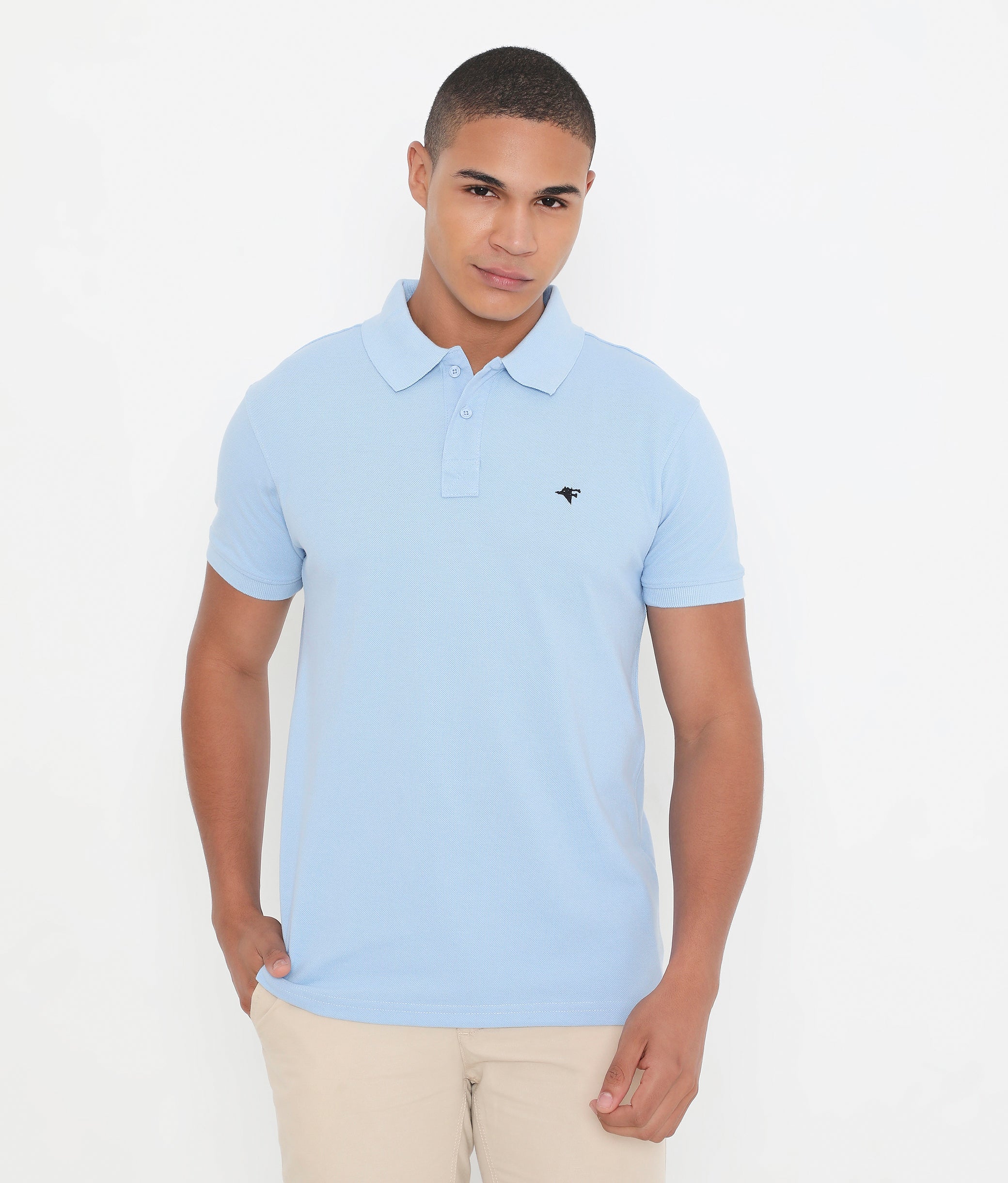 Men Sky Blue Classic Cotton Polo T-Shirt