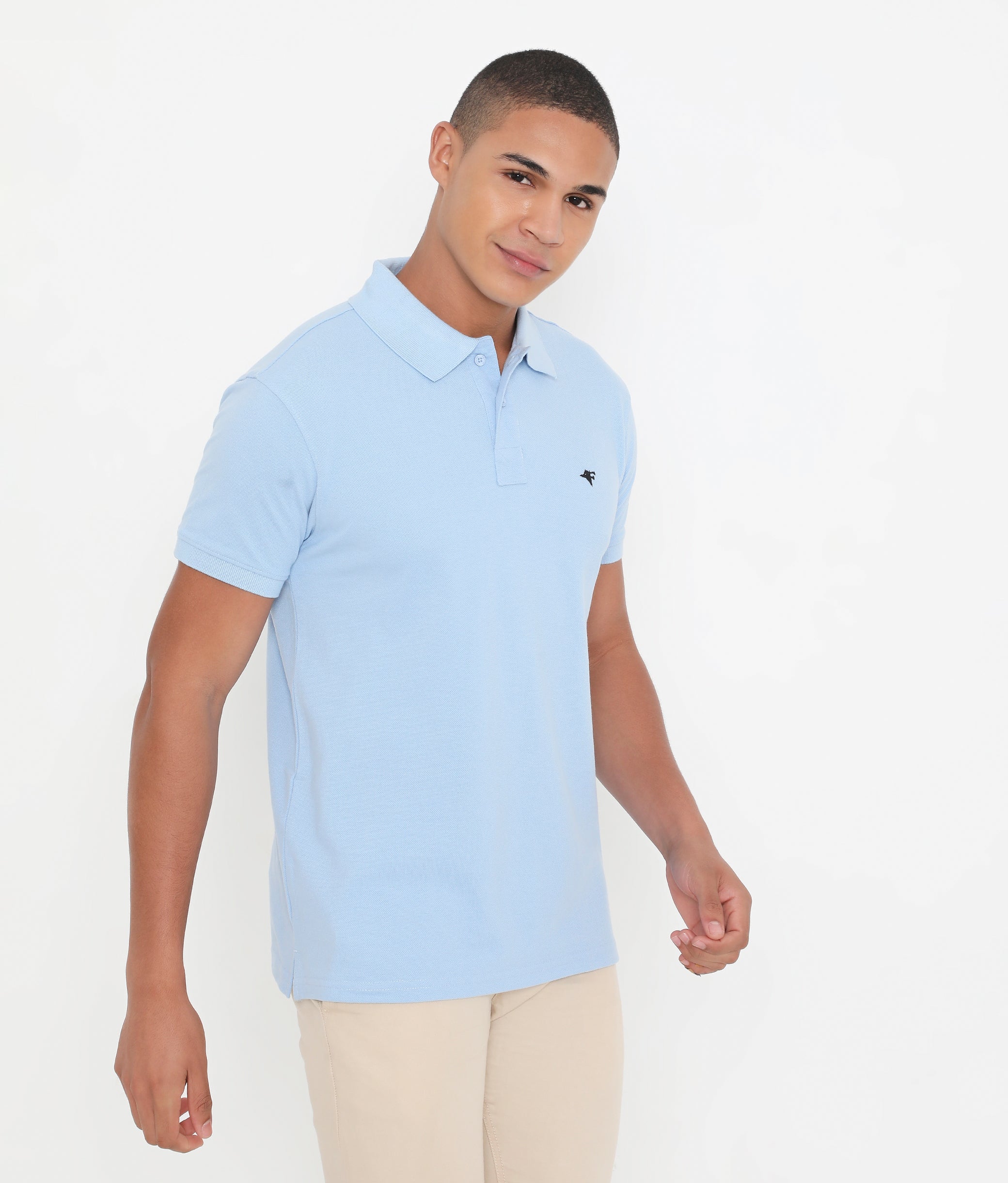 Men Sky Blue Classic Cotton Polo T-Shirt