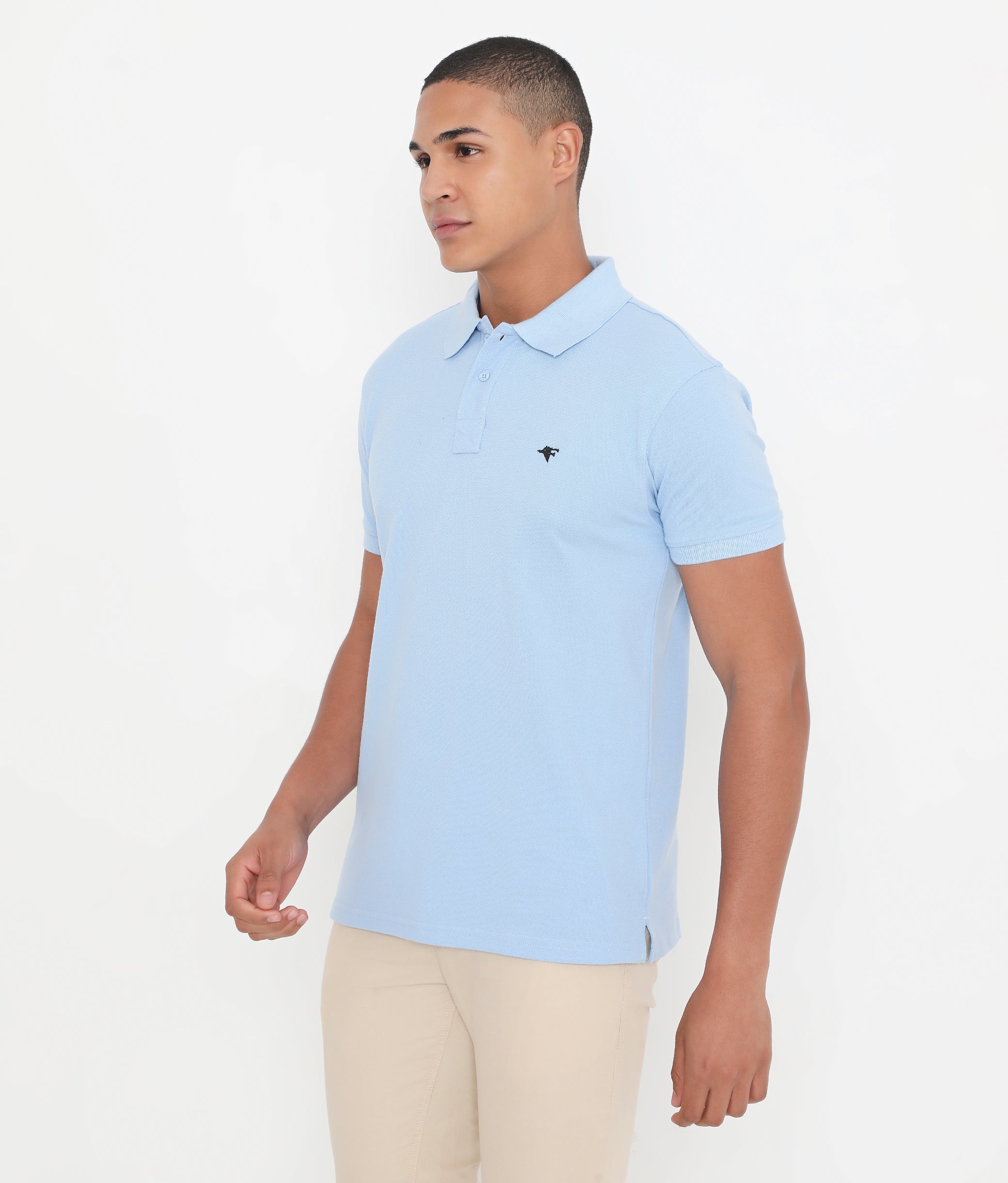 Men Sky Blue Classic Cotton Polo T-Shirt