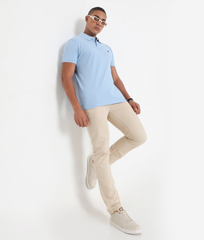 Men Sky Blue Classic Cotton Polo T-Shirt S