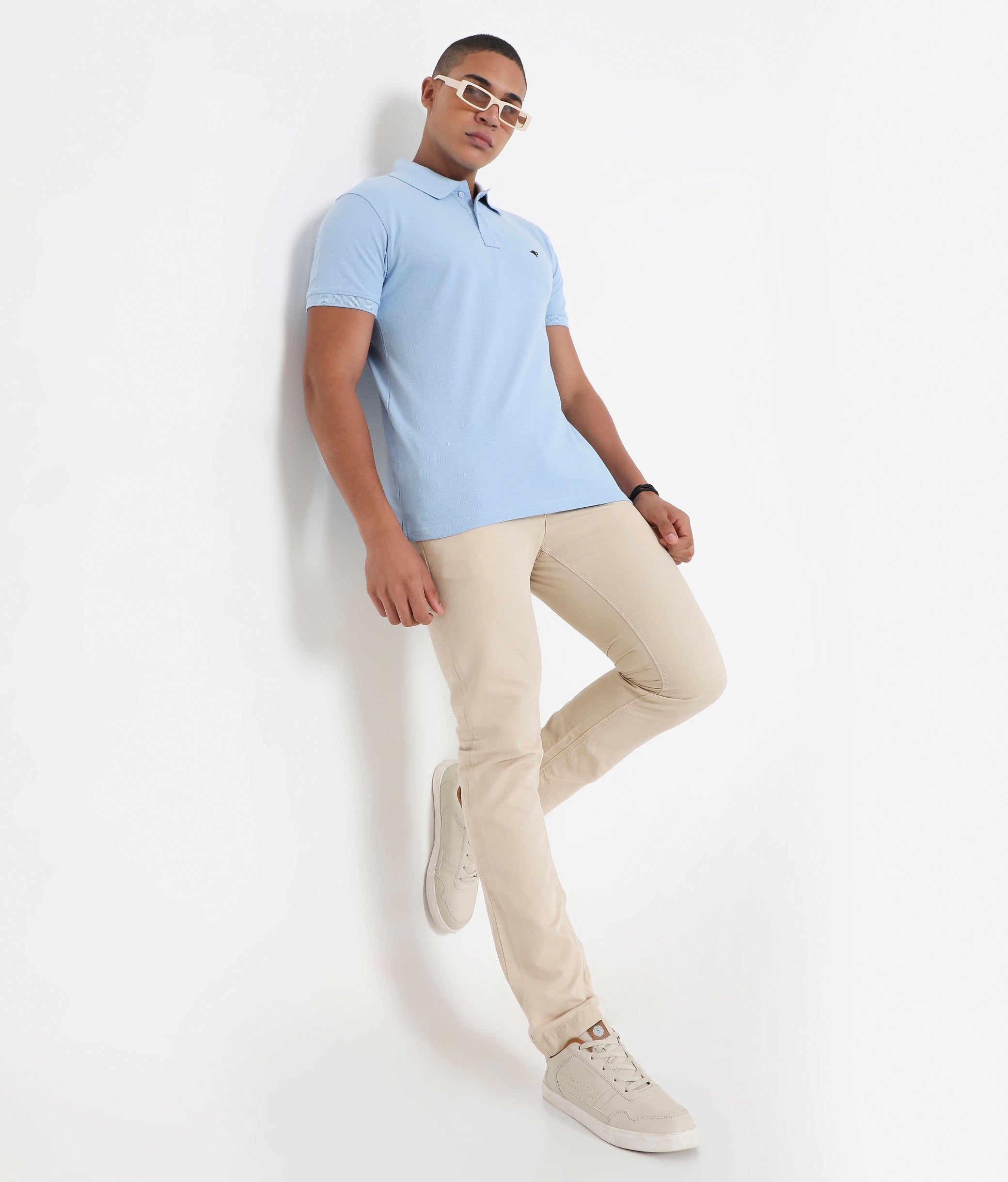 Men Sky Blue Classic Cotton Polo T-Shirt