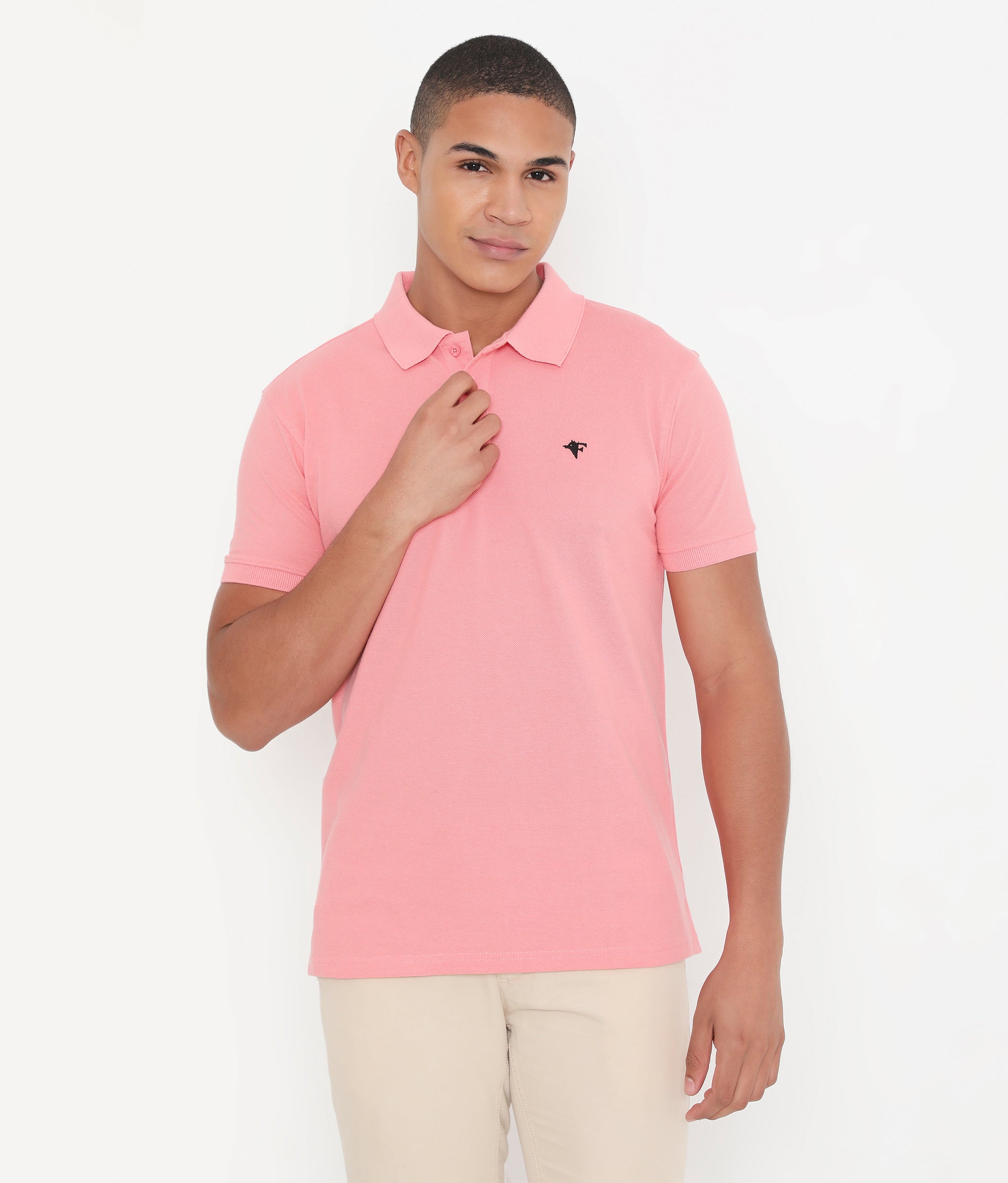 Men Light Peach Classic Cotton Polo T-Shirt