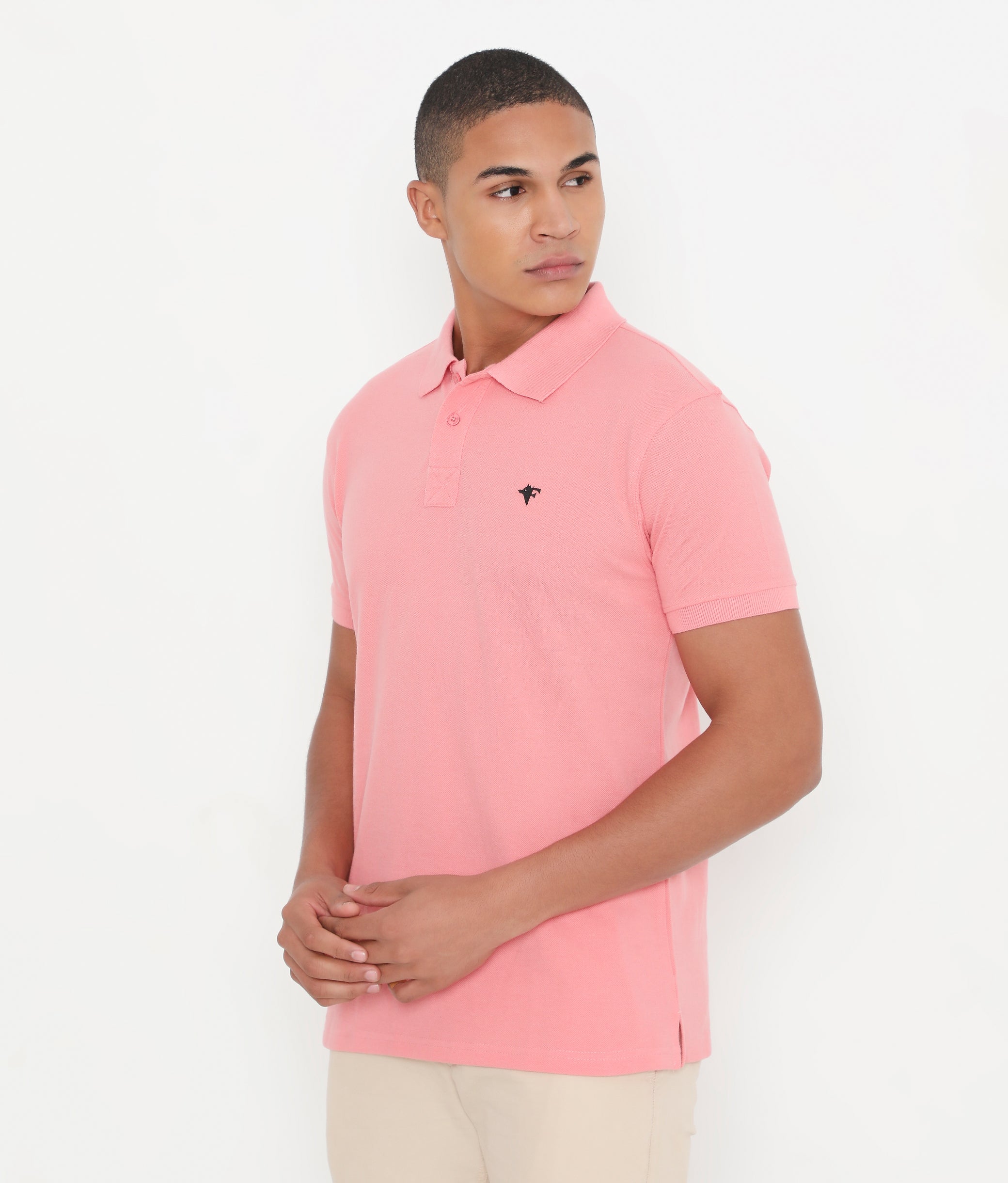 Men Light Peach Classic Cotton Polo T-Shirt