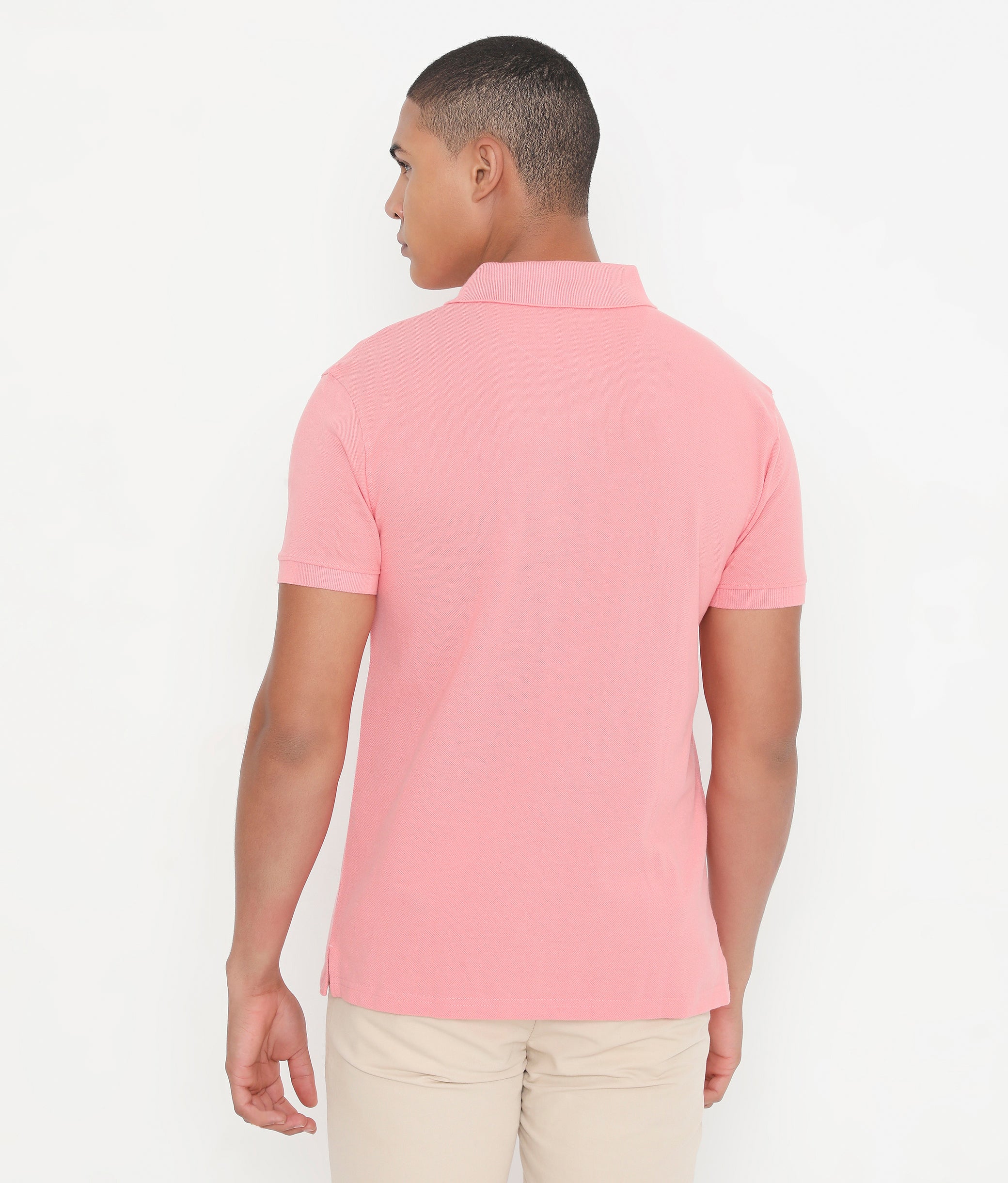 Men Light Peach Classic Cotton Polo T-Shirt