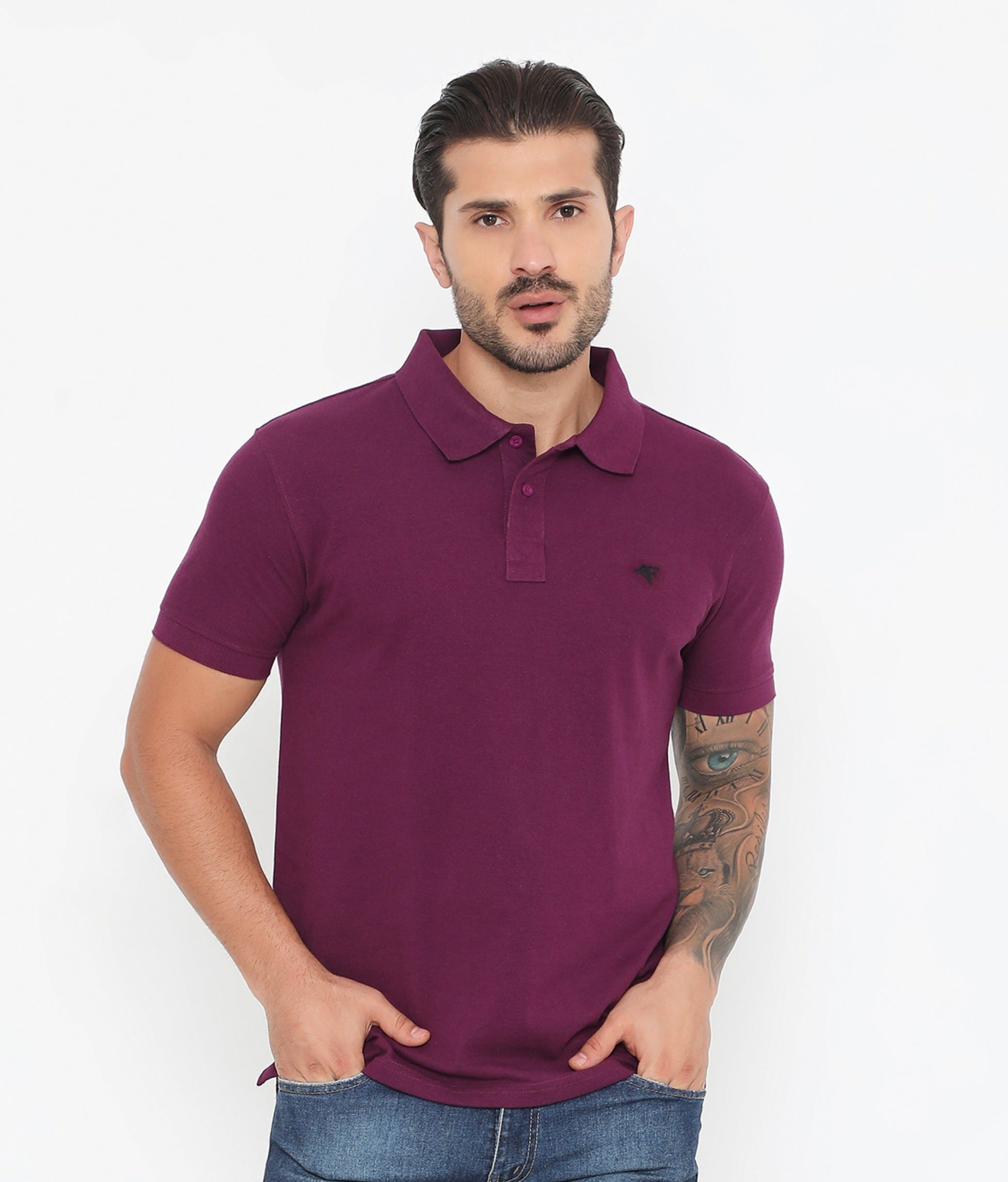 Men Classic Cotton Polo T-Shirt - Grape